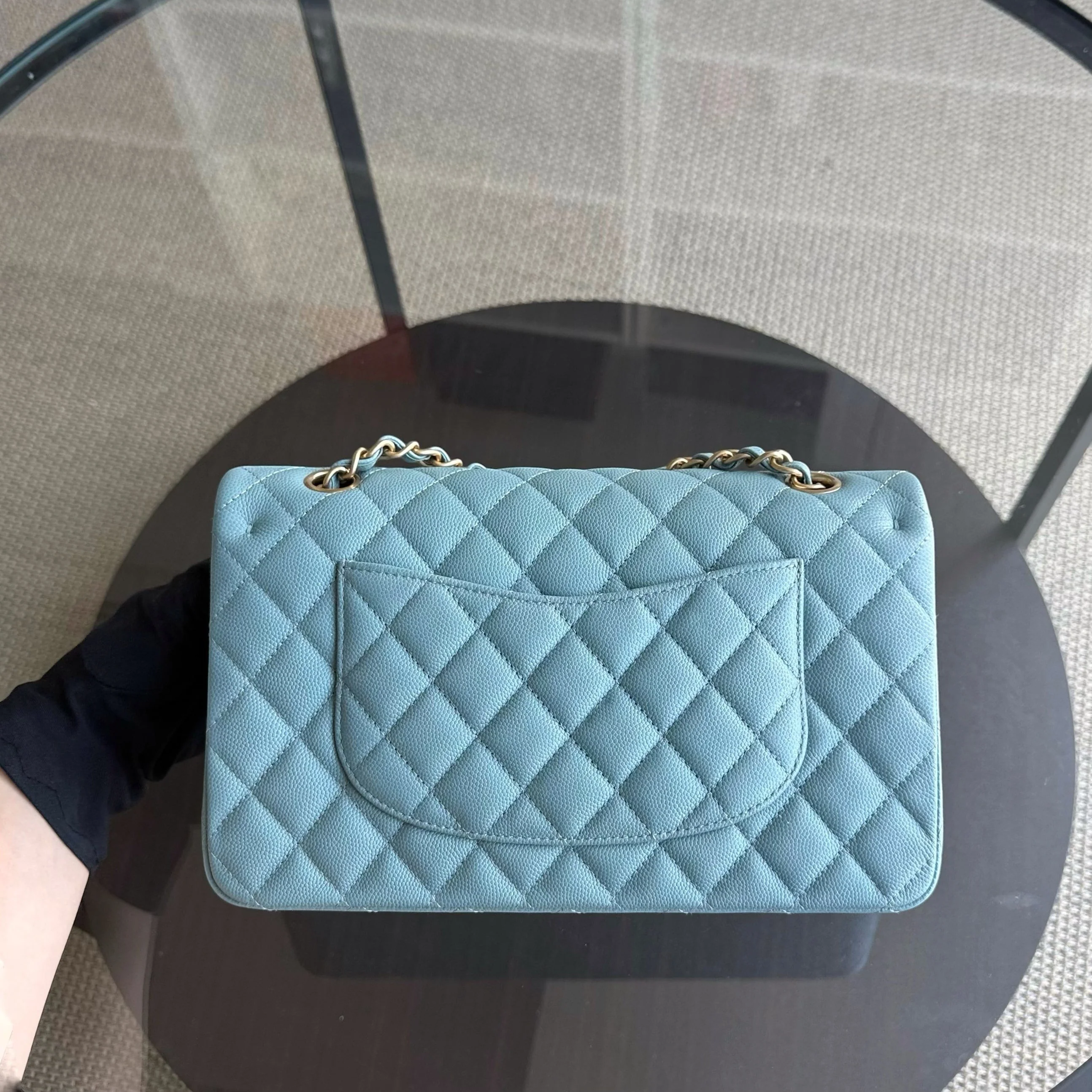Chanel Classic Flap Medium - Caviar 25CM Quilted Light Blue Gold Hardware Series 25