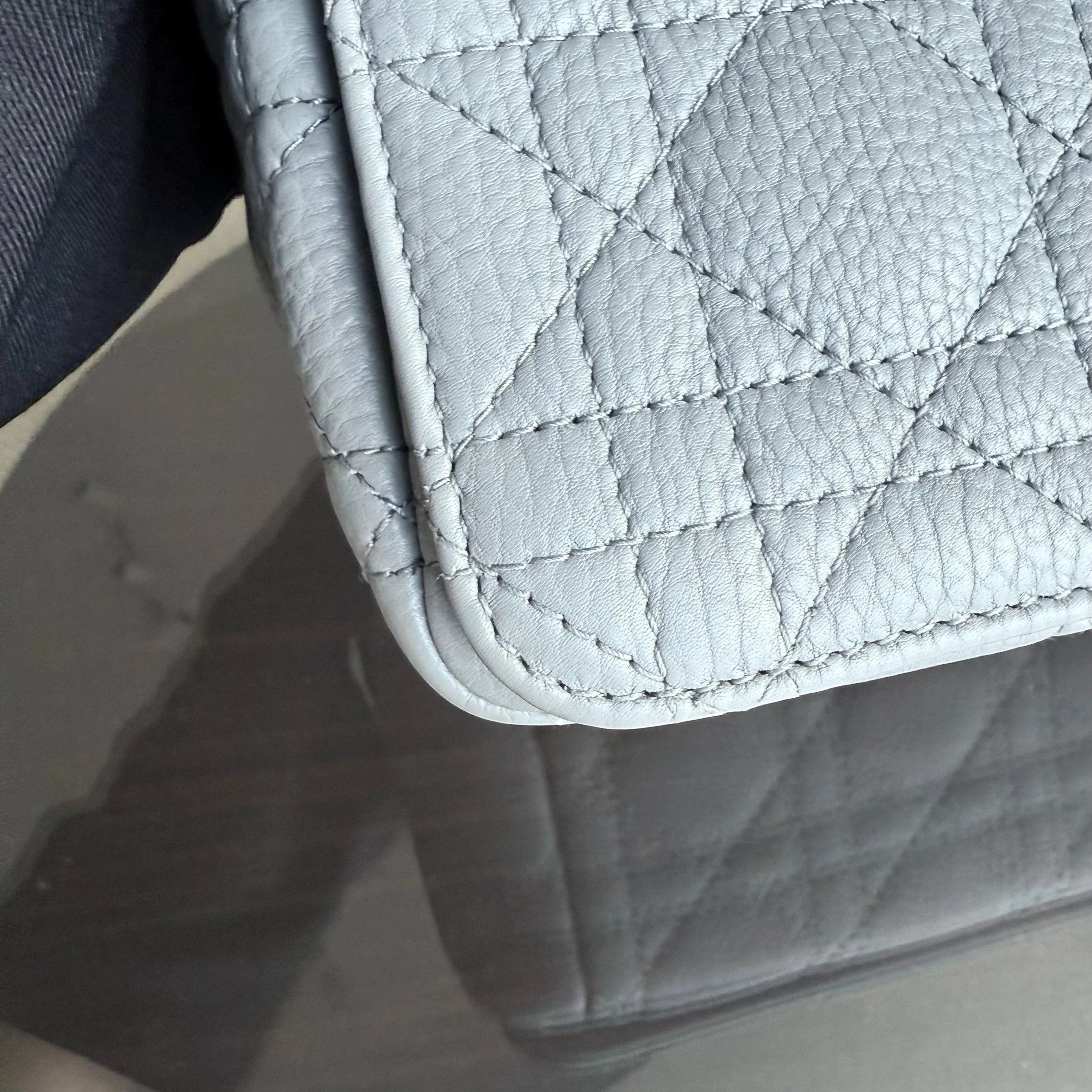 Dior Caro Medium - Cannage Grained Calfskin Grey Gray Gold Hardware