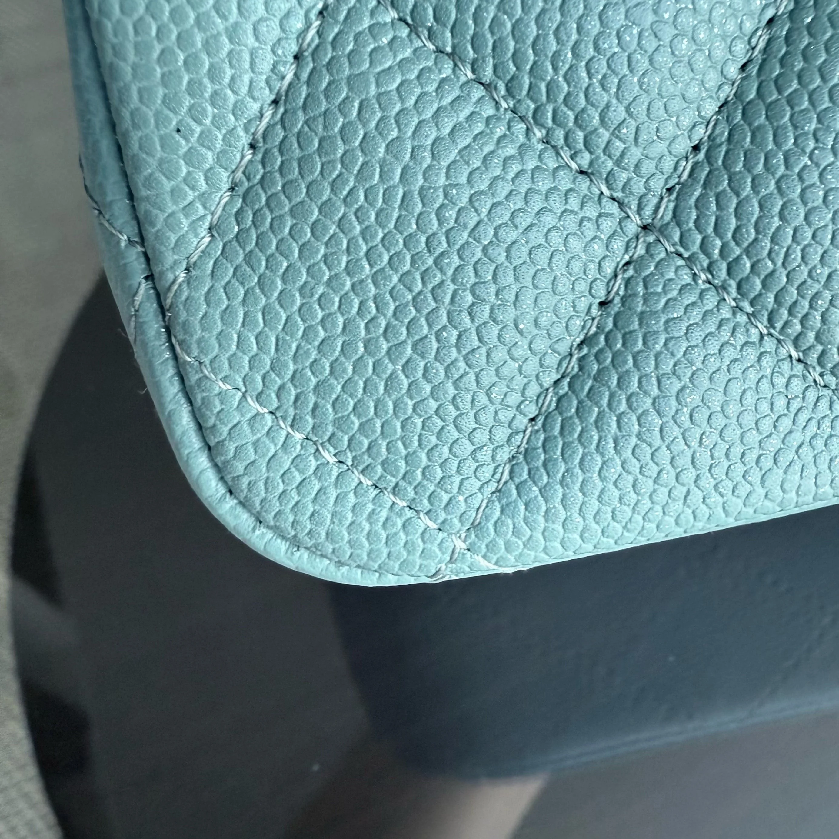 Chanel Classic Flap Medium - Caviar 25CM Quilted Light Blue Gold Hardware Series 25