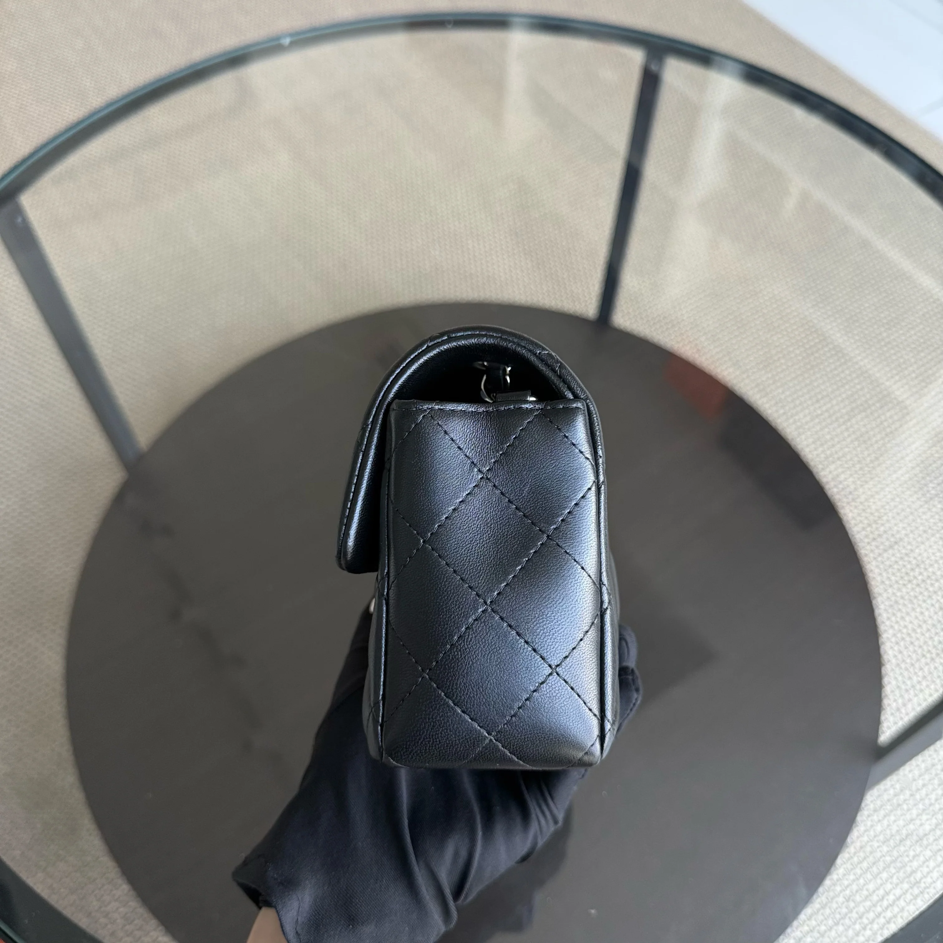 Chanel Classic Flap Mini Rectangle - Quilted Lambskin Black Silver Hardware Series 30