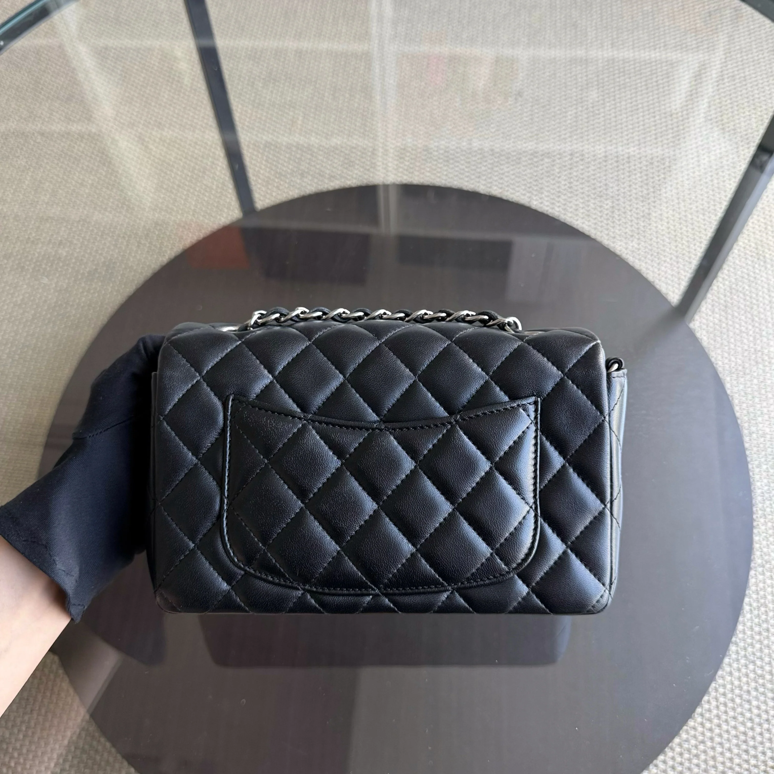Chanel Classic Flap Mini Rectangle - Quilted Lambskin Black Silver Hardware Series 30