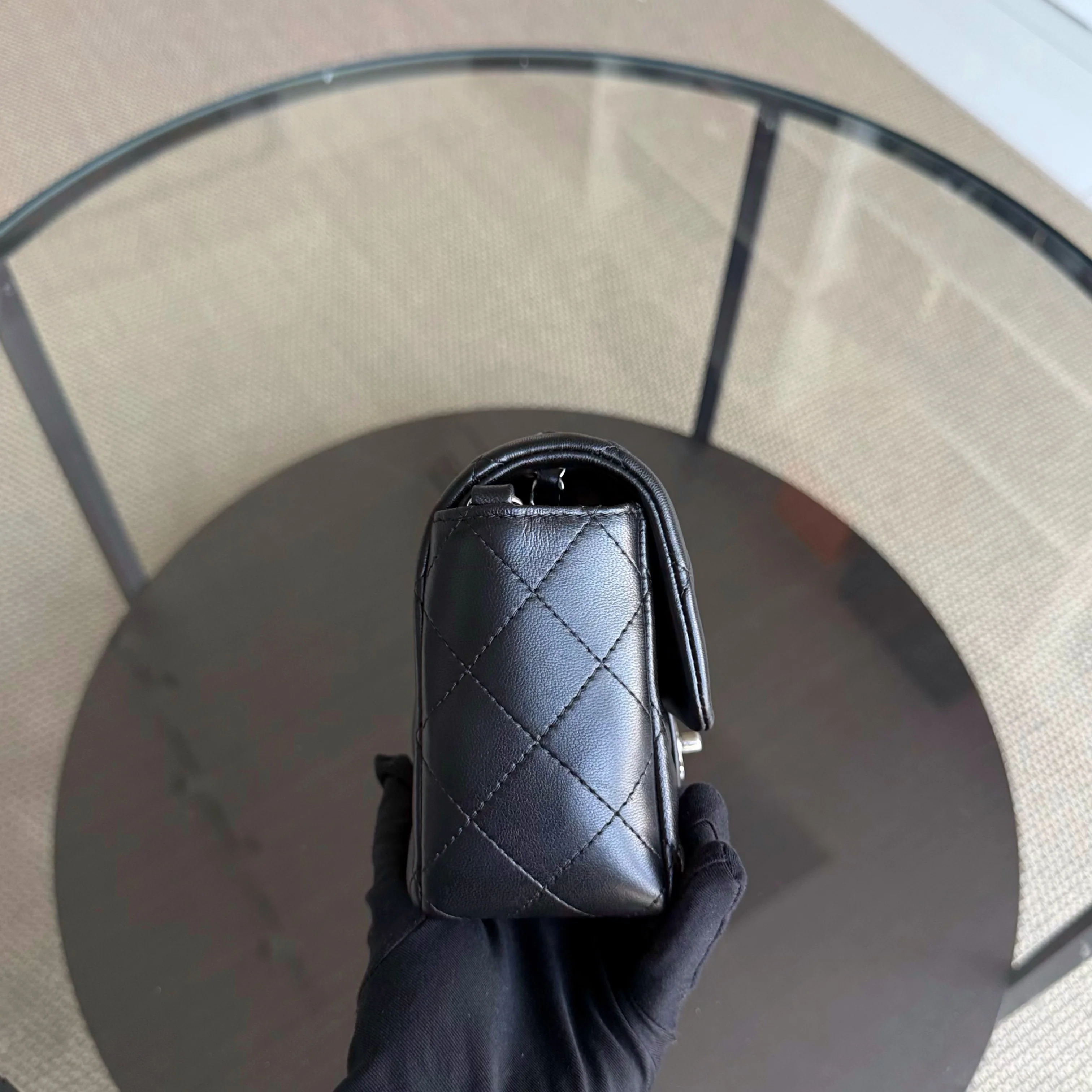 Chanel Classic Flap Mini Rectangle - Quilted Lambskin Black Silver Hardware Series 30