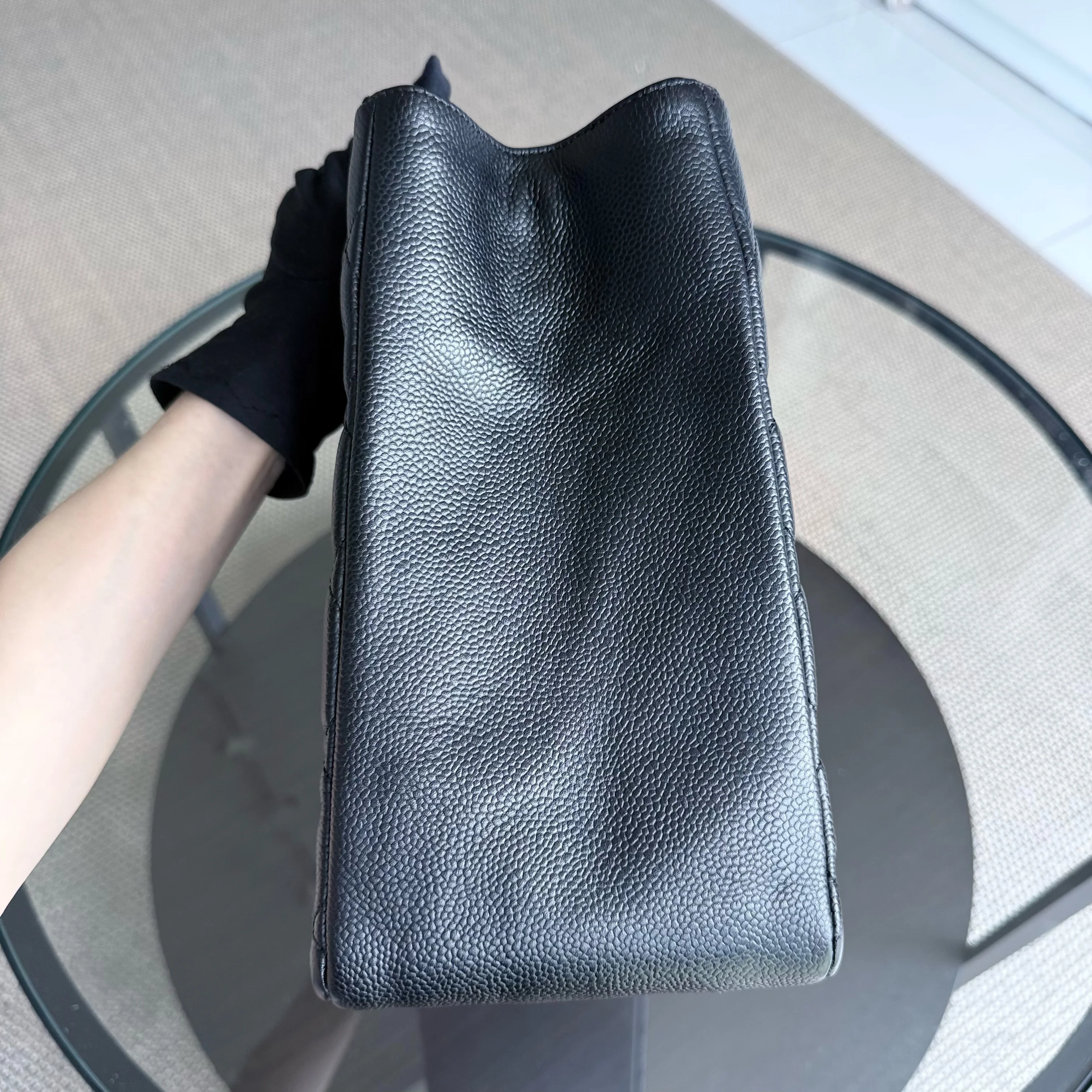 Chanel GST Grand Shopping Tote - Caviar Quilted Grained Calfskin Black Gold Hardware Series 11