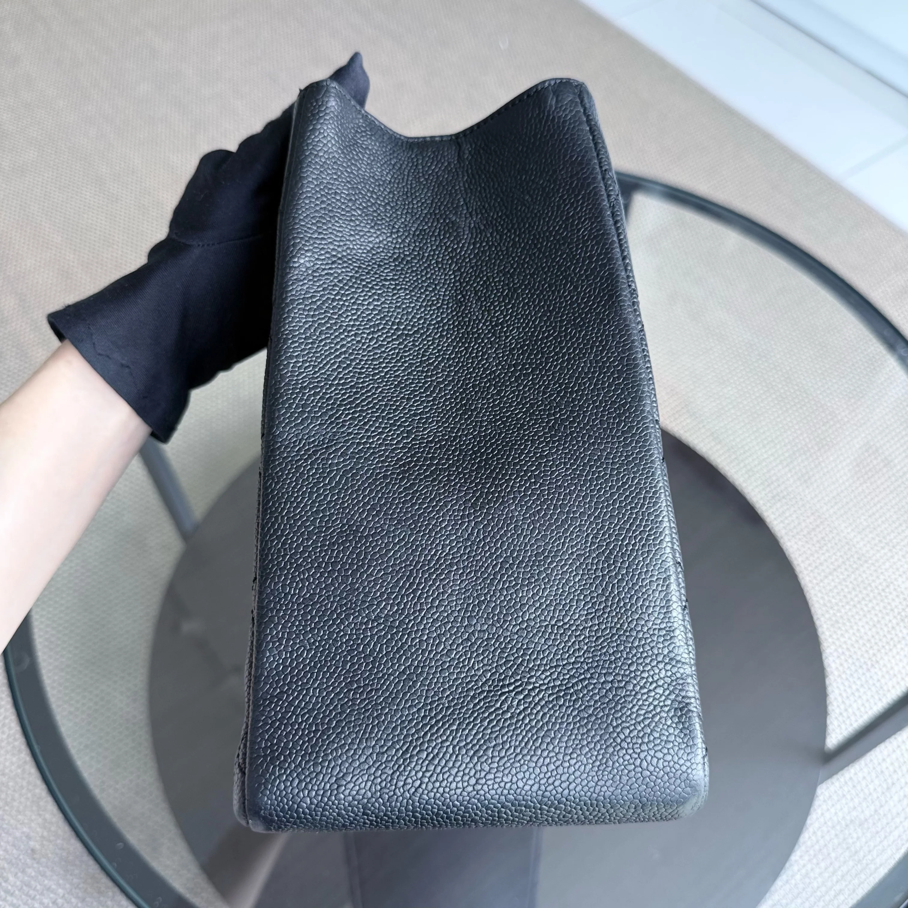 Chanel GST Grand Shopping Tote - Caviar Quilted Grained Calfskin Black Silver Hardware