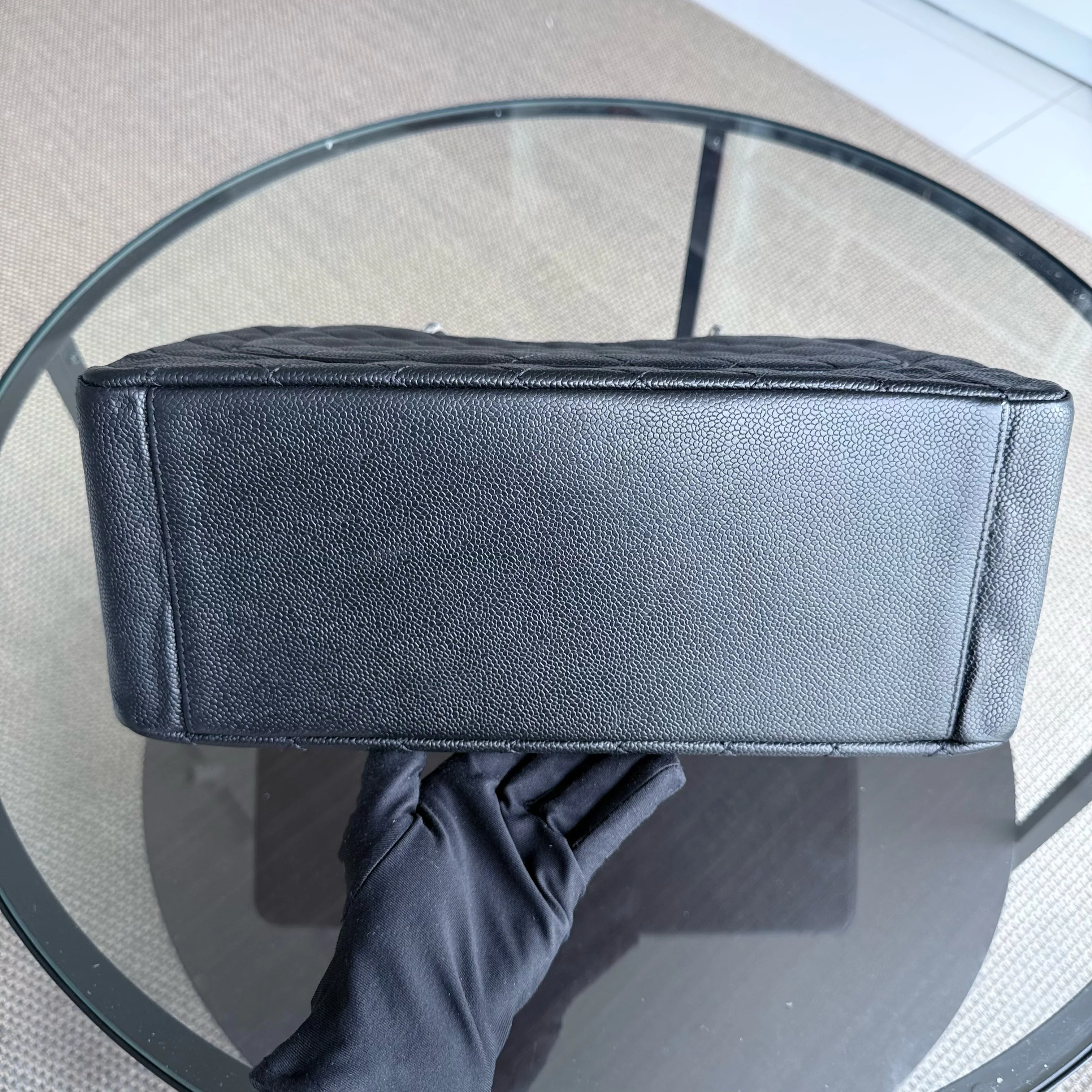 Chanel GST Grand Shopping Tote - Caviar Quilted Grained Calfskin Black Silver Hardware