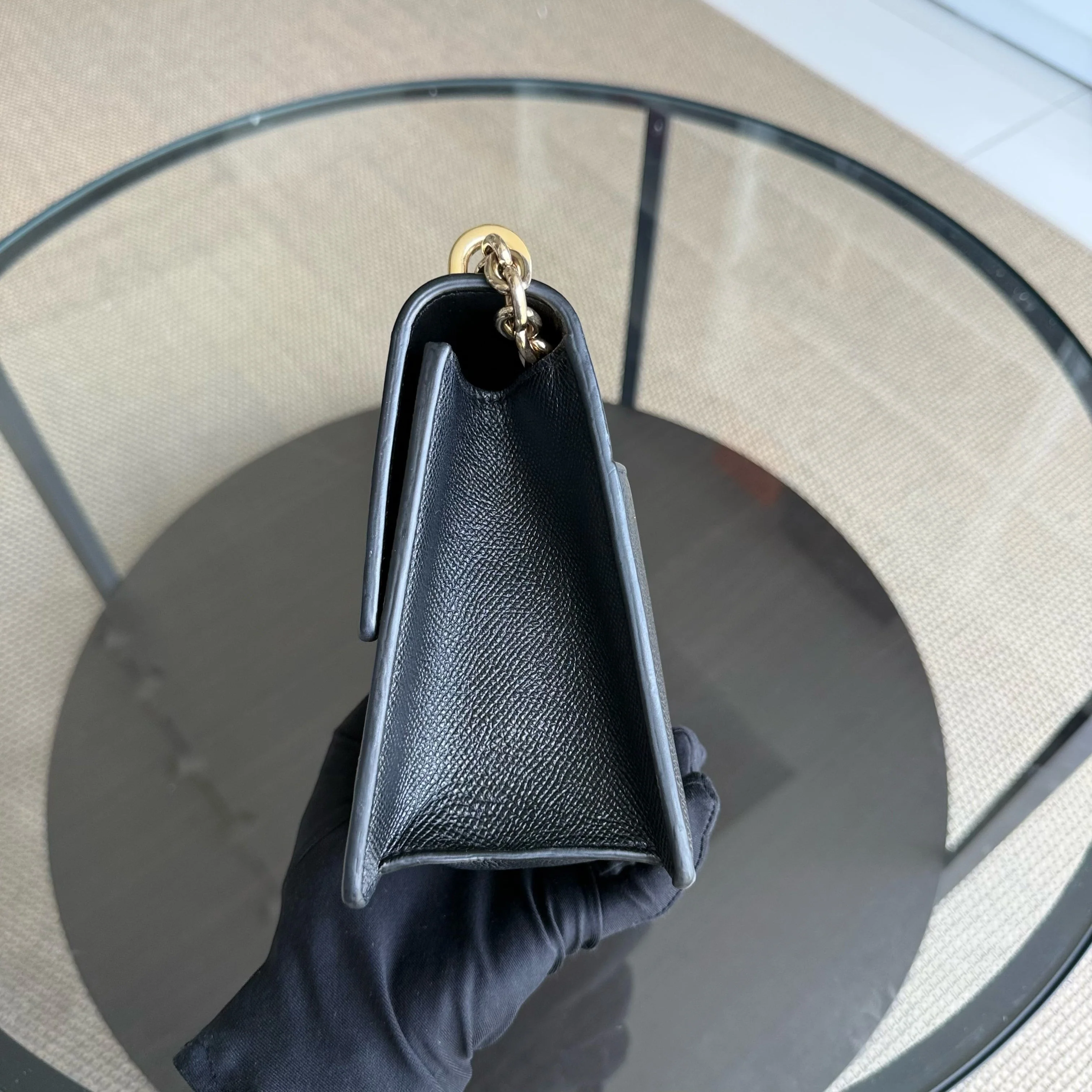 Dior Montaigne 30 Chain - Grained Calfskin Black Gold Hardware