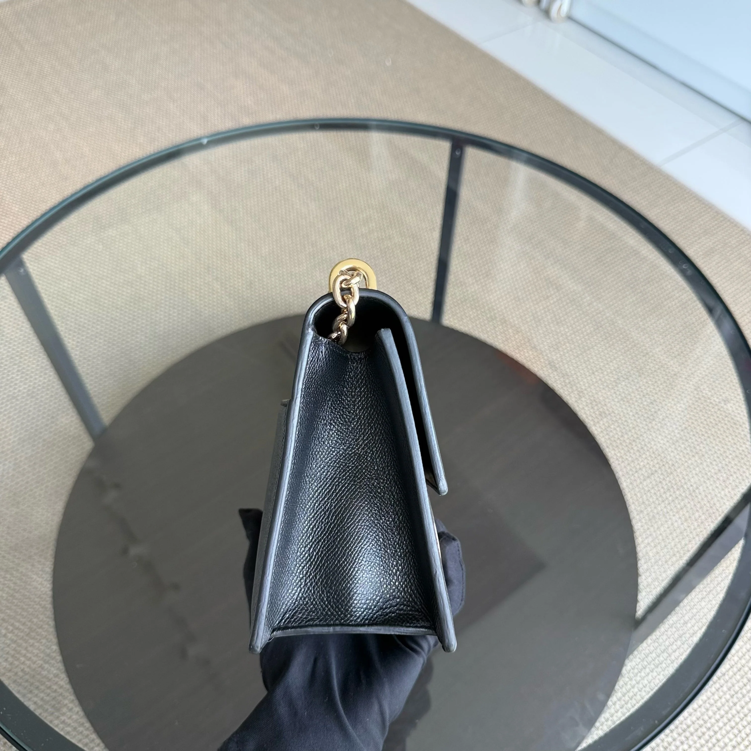 Dior Montaigne 30 Chain - Grained Calfskin Black Gold Hardware