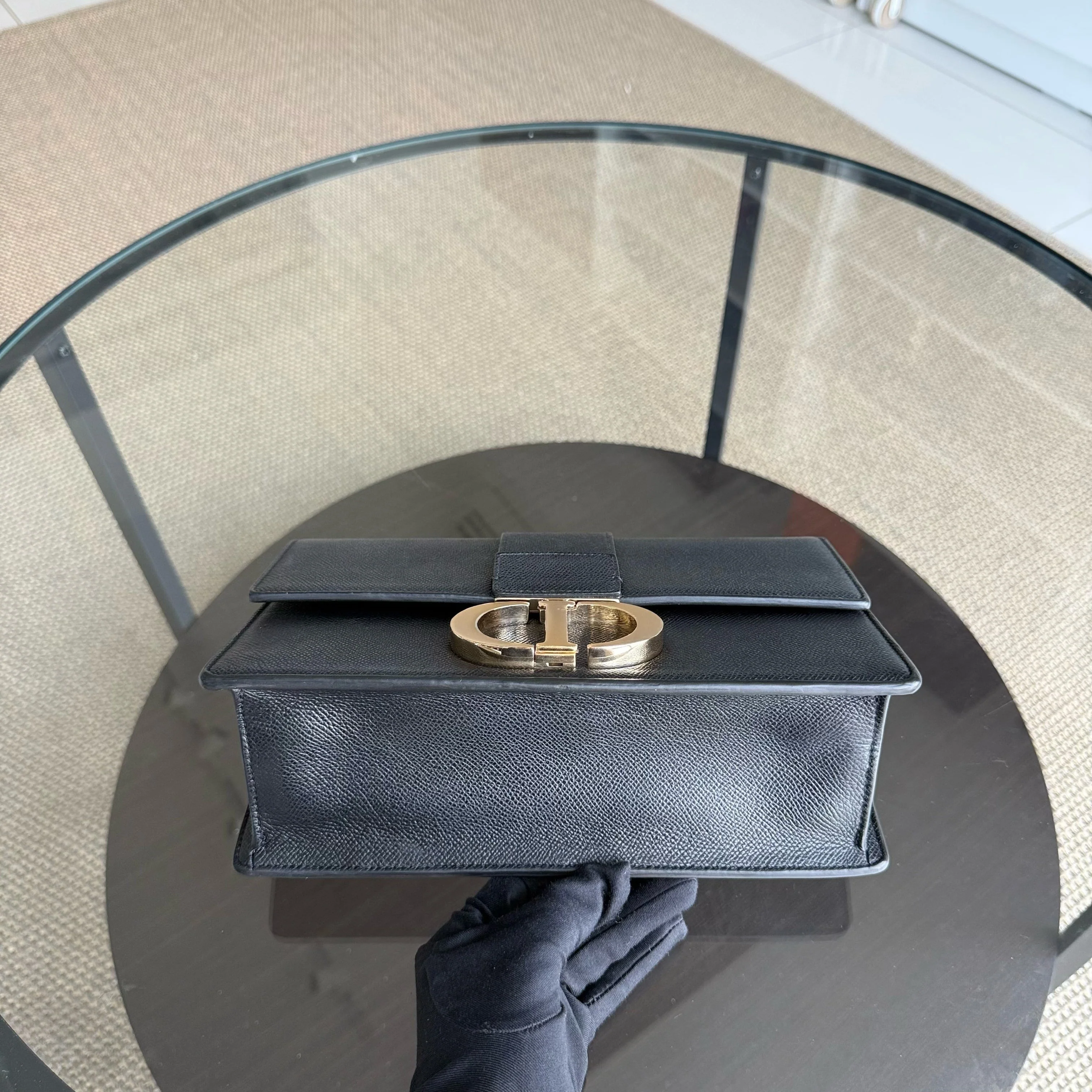 Dior Montaigne 30 Chain - Grained Calfskin Black Gold Hardware