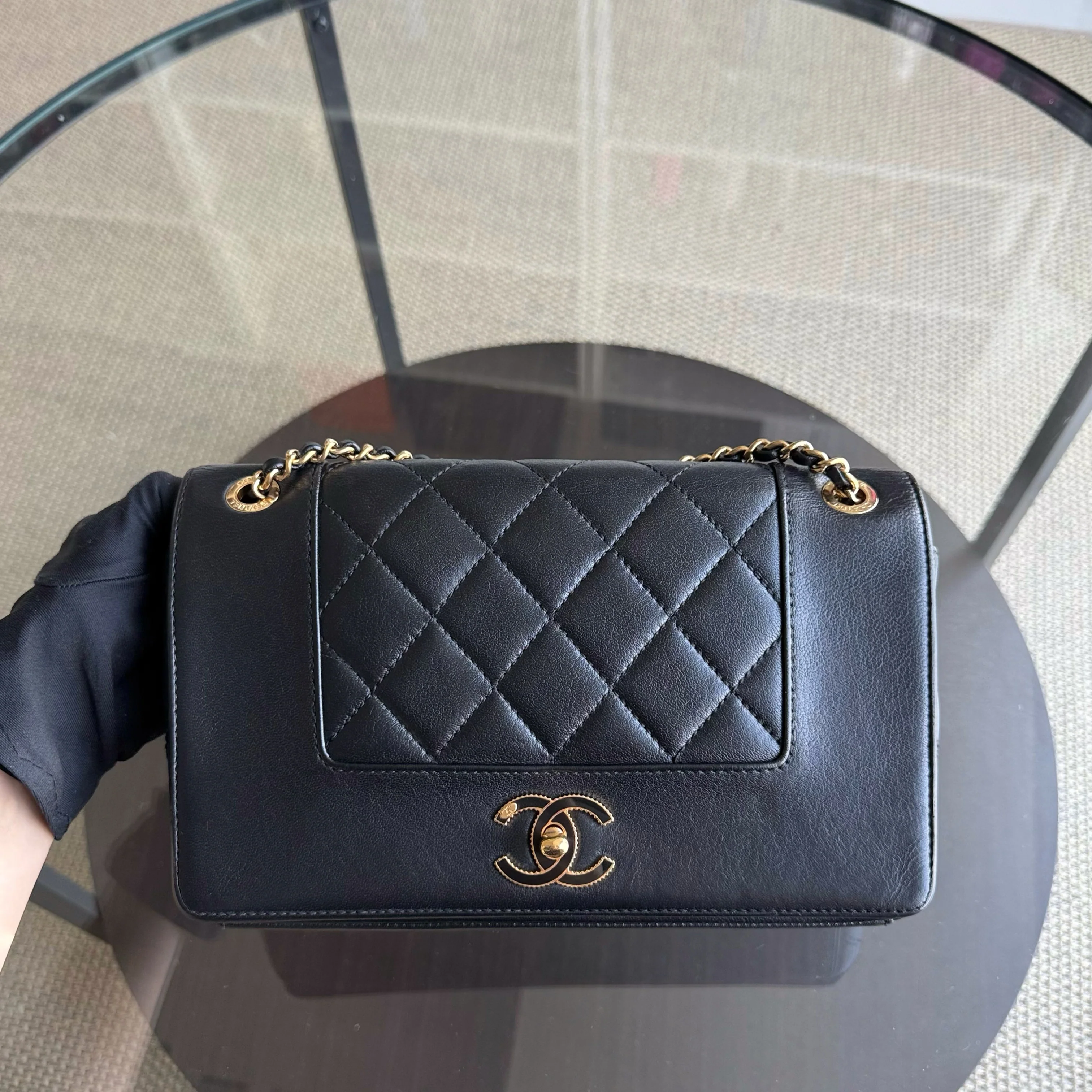 Chanel Seasonal Flap Mademoiselle - Quilted Calfskin Black Gold Hardware