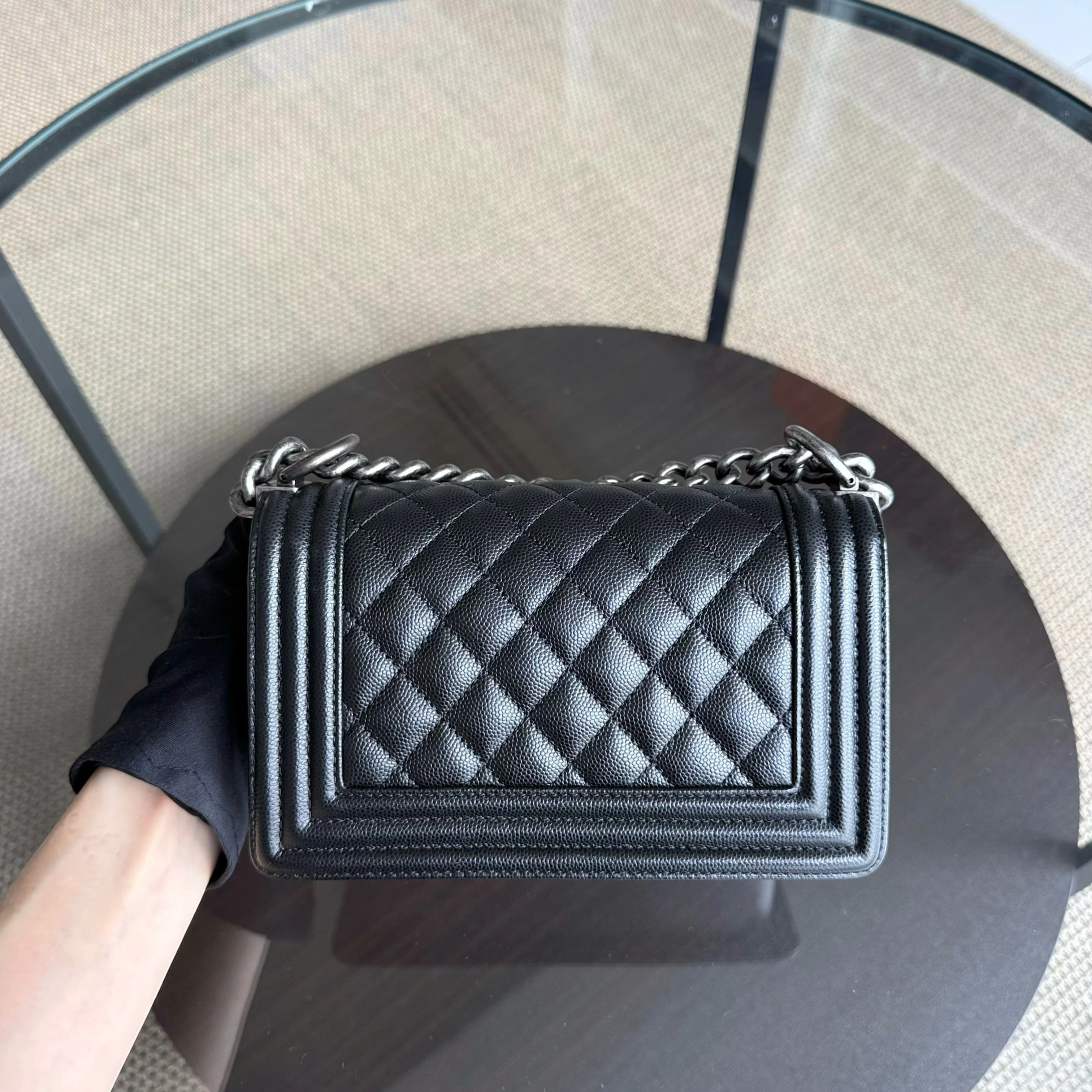 Chanel Boy Small - Caviar Quilted Black Ruthenium Silver Hardware