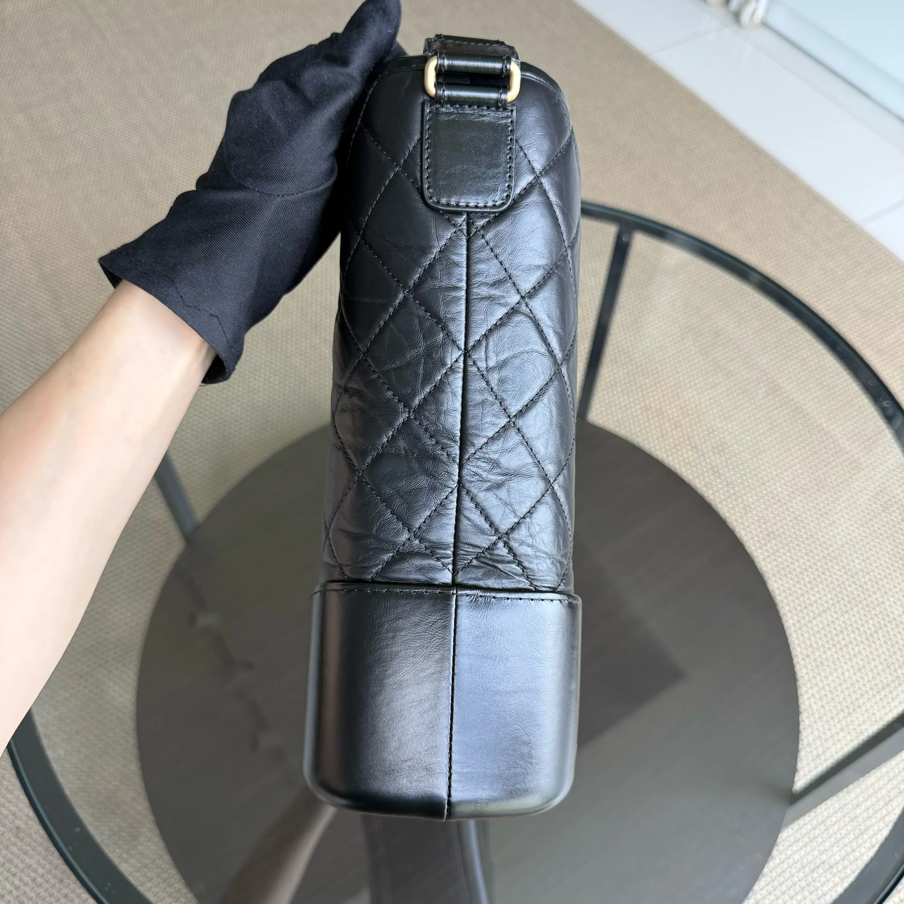 Chanel Gabrielle Large - Quilted Aged Calfskin Black Two-tone Gold Hardware Series 24