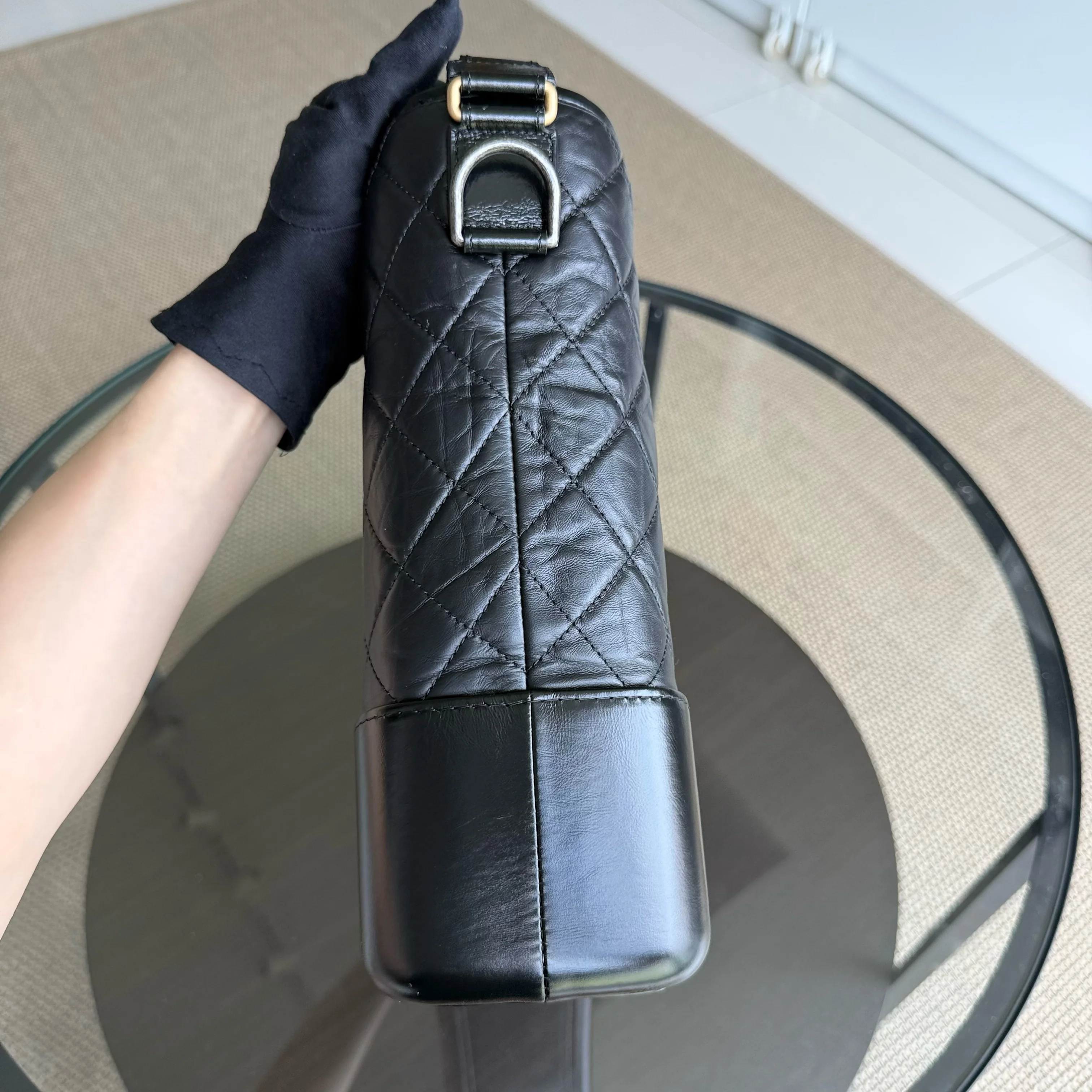 Chanel Gabrielle Large - Quilted Aged Calfskin Black Two-tone Gold Hardware Series 24