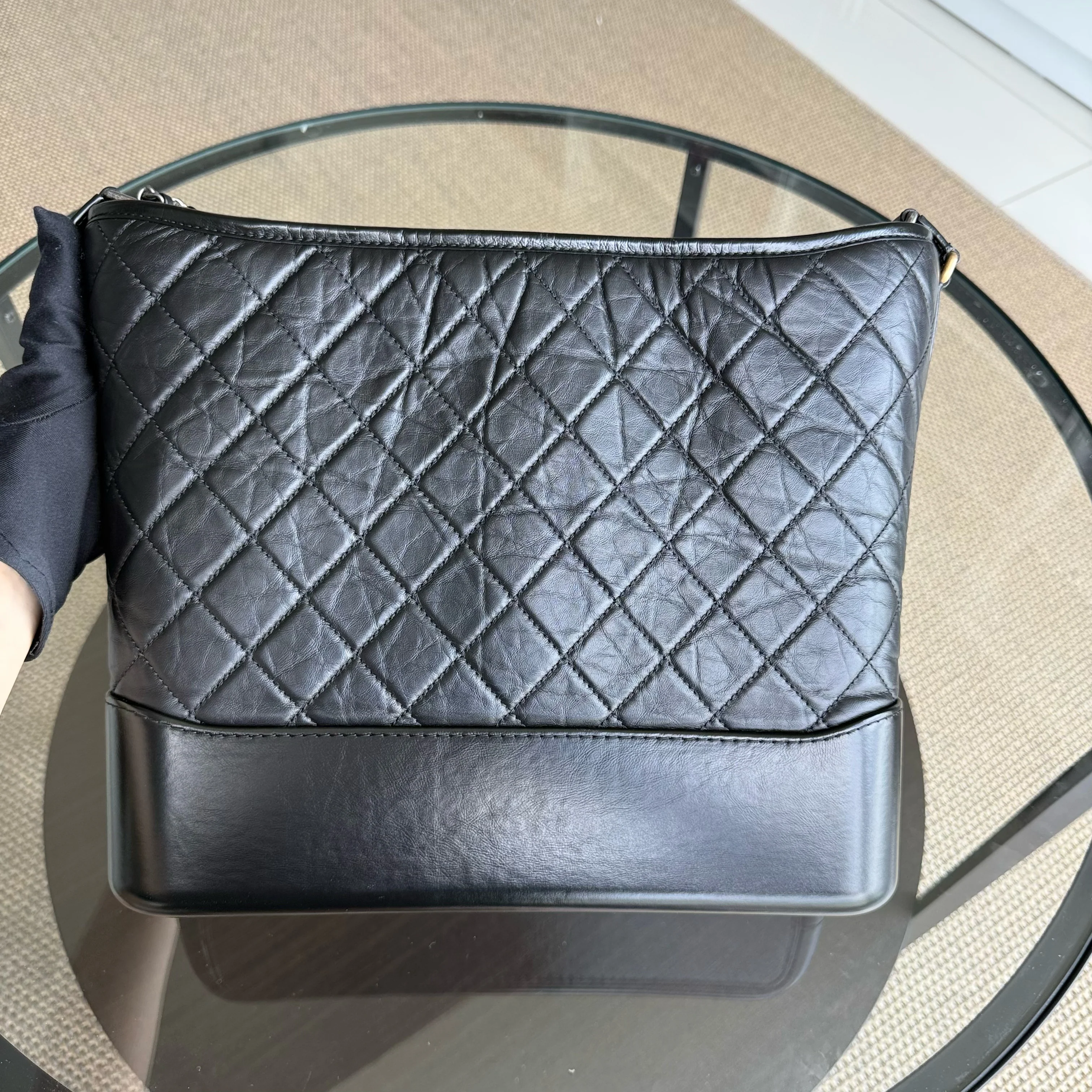 Chanel Gabrielle Large - Quilted Aged Calfskin Black Two-tone Gold Hardware Series 24