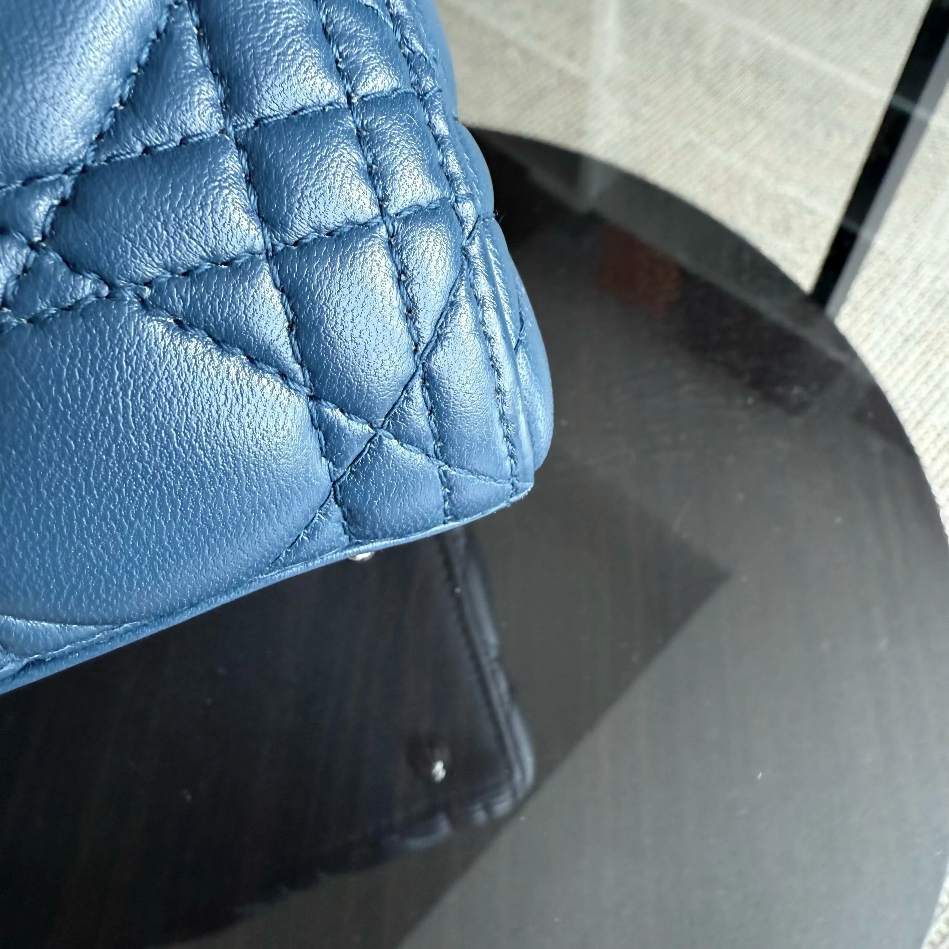 Dior Lady Medium - Cannage Lambskin Blue Silver Hardware