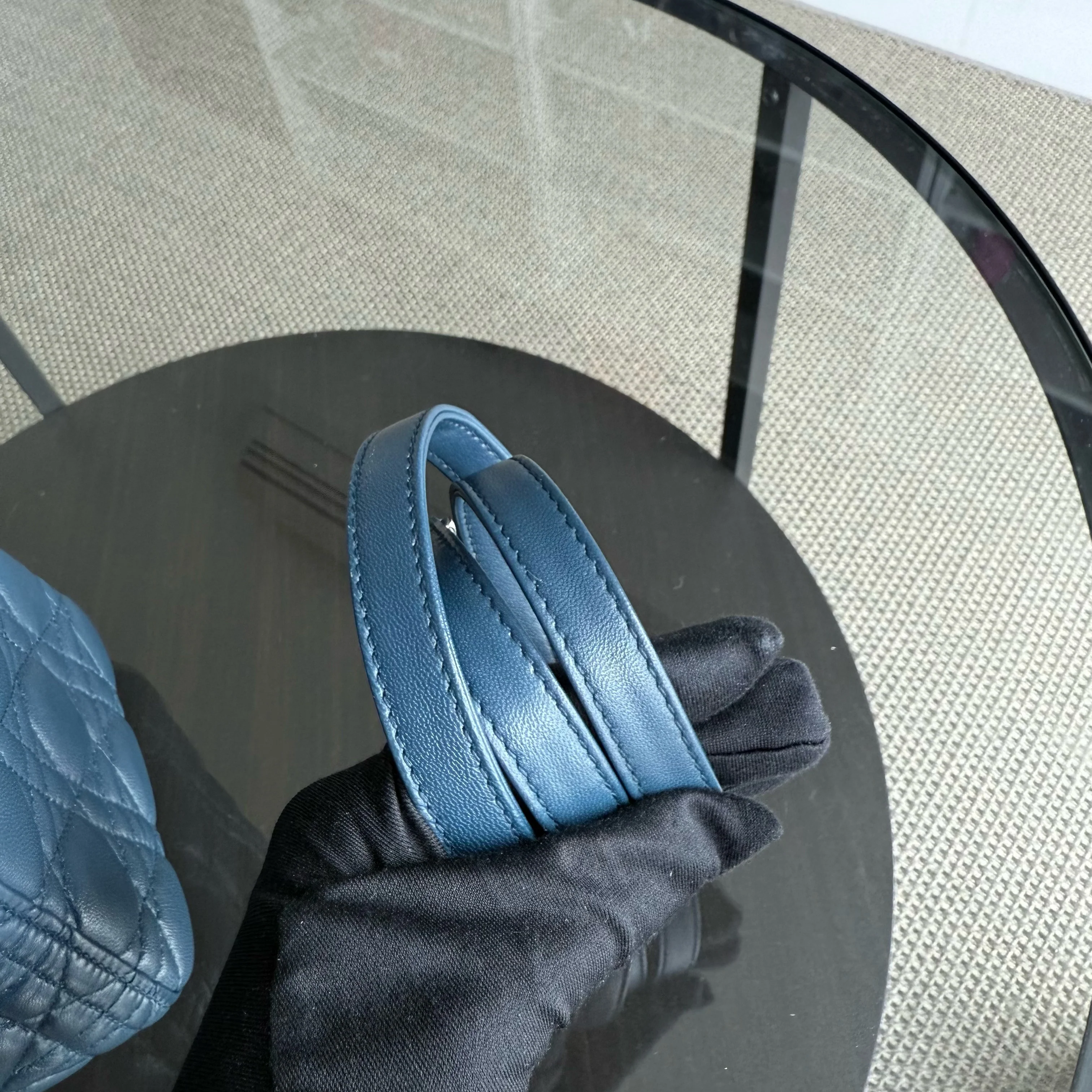 Dior Lady Medium - Cannage Lambskin Blue Silver Hardware