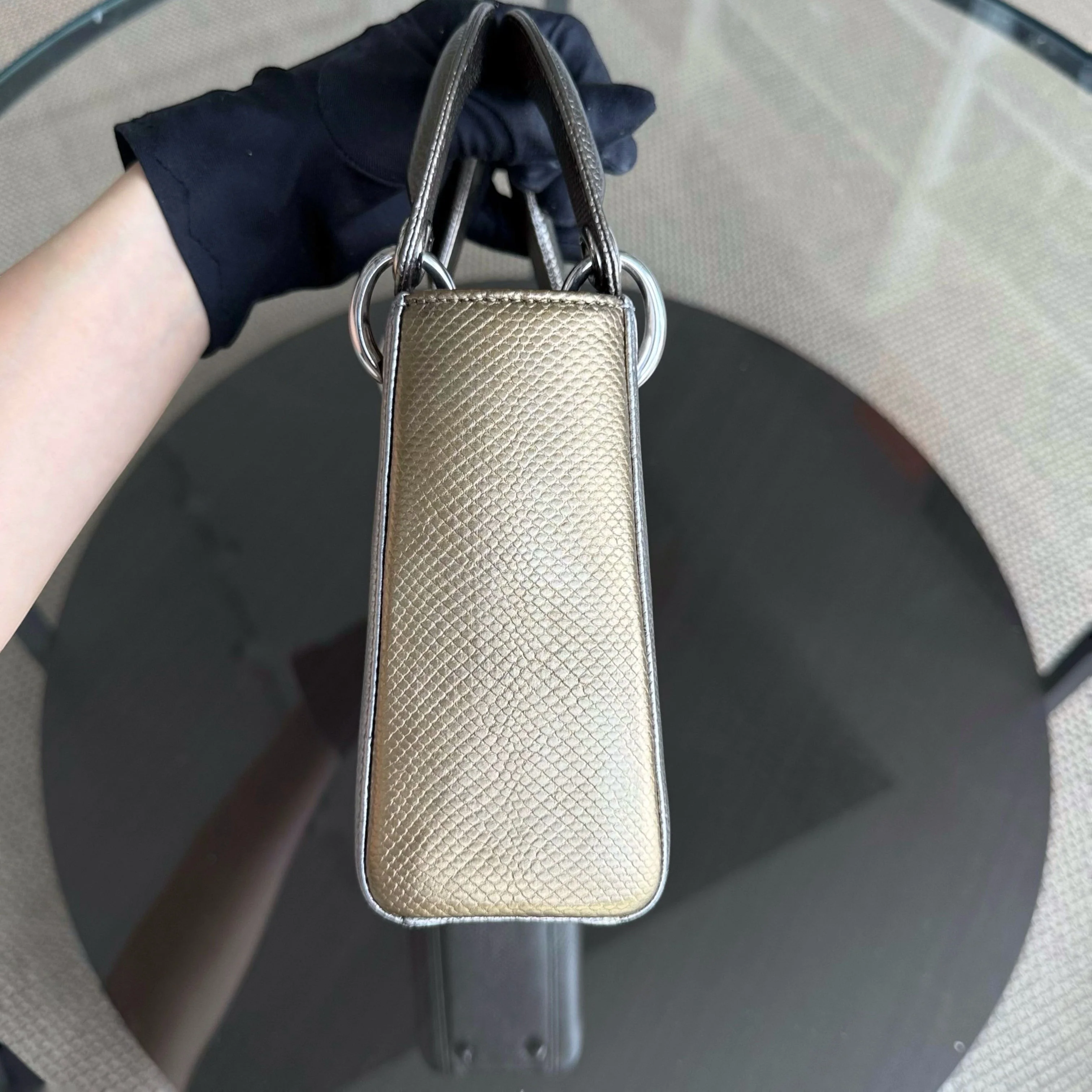 Dior Lady Mini - Exotic Lizard Bi-color Silver Hardware