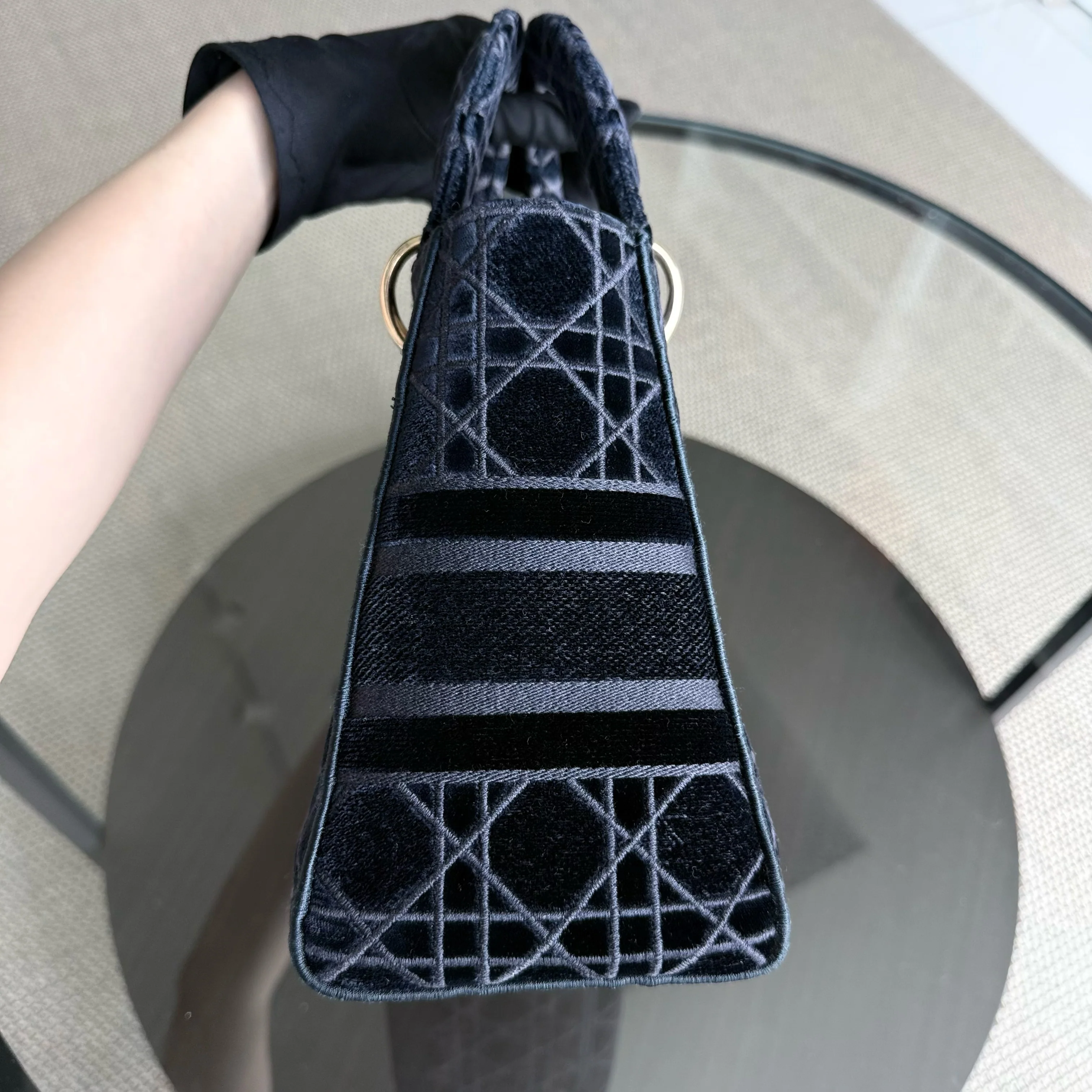 Dior Lady D-lite - Cannage Canvas Dark Blue Gold Hardware