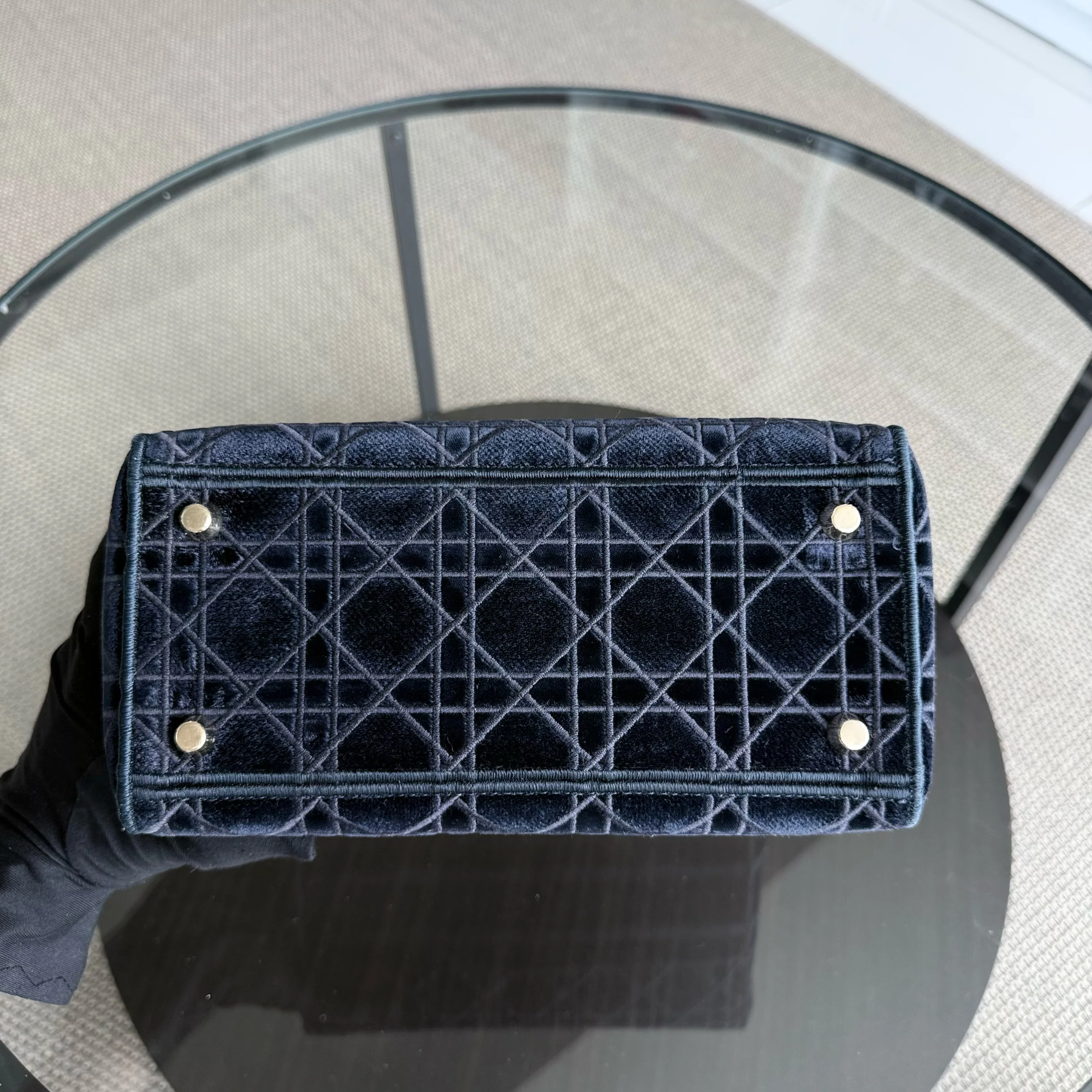 Dior Lady D-lite - Cannage Canvas Dark Blue Gold Hardware