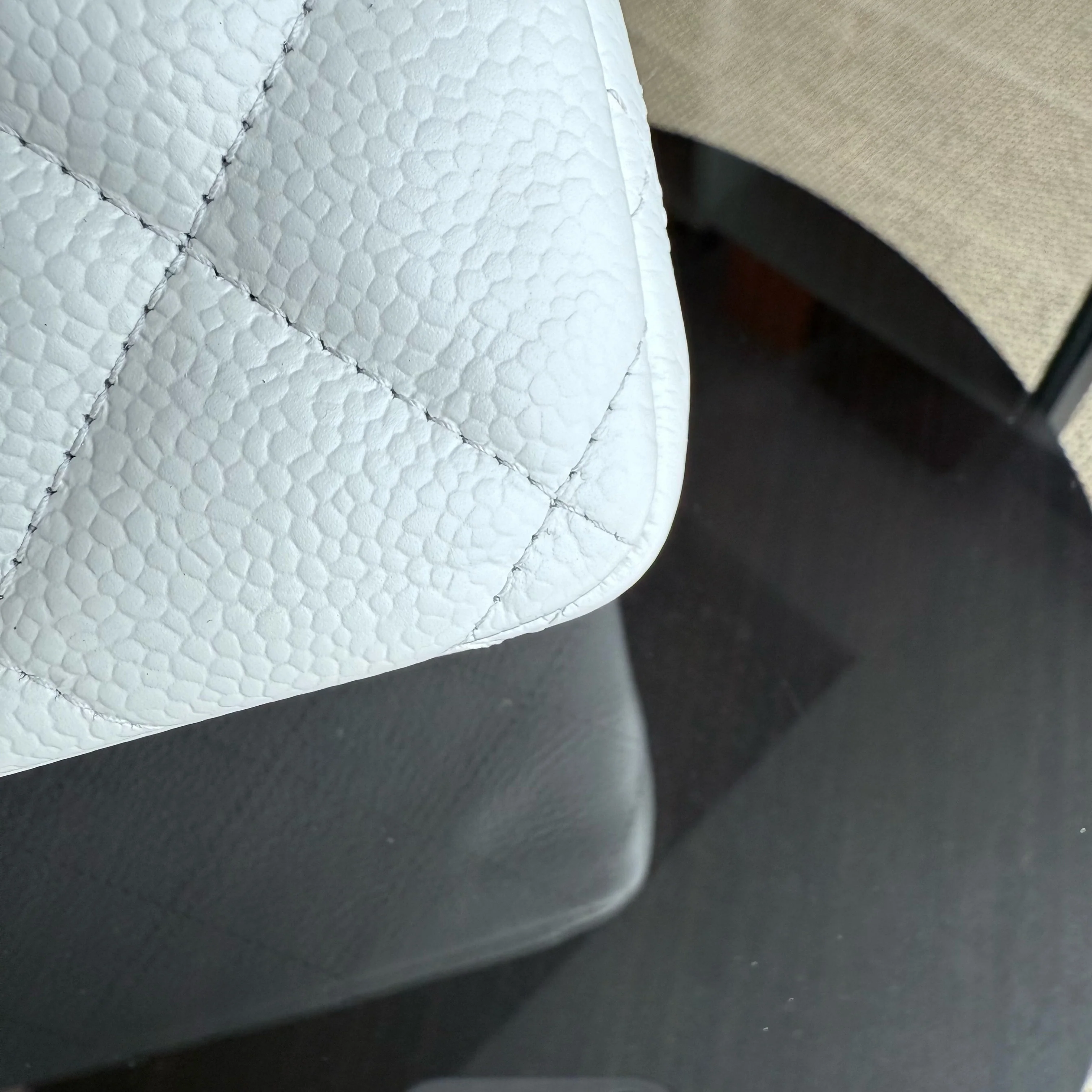 Chanel Classic Flap Jumbo - Caviar Double Flap Quilted Grained Calfskin White Gold Hardware Series 14