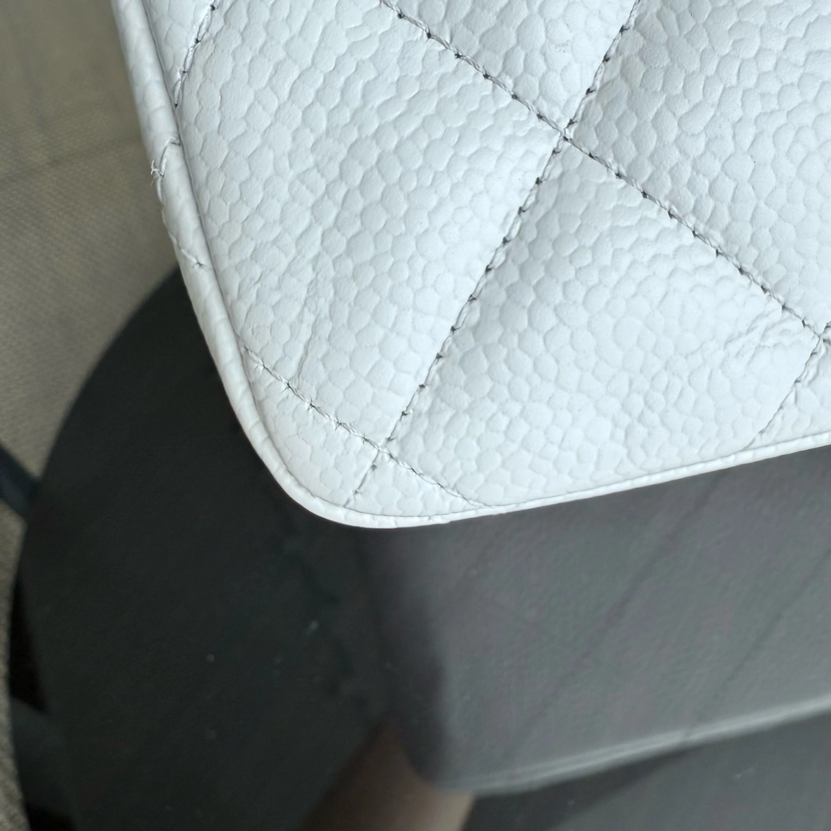 Chanel Classic Flap Jumbo - Caviar Double Flap Quilted Grained Calfskin White Gold Hardware Series 14