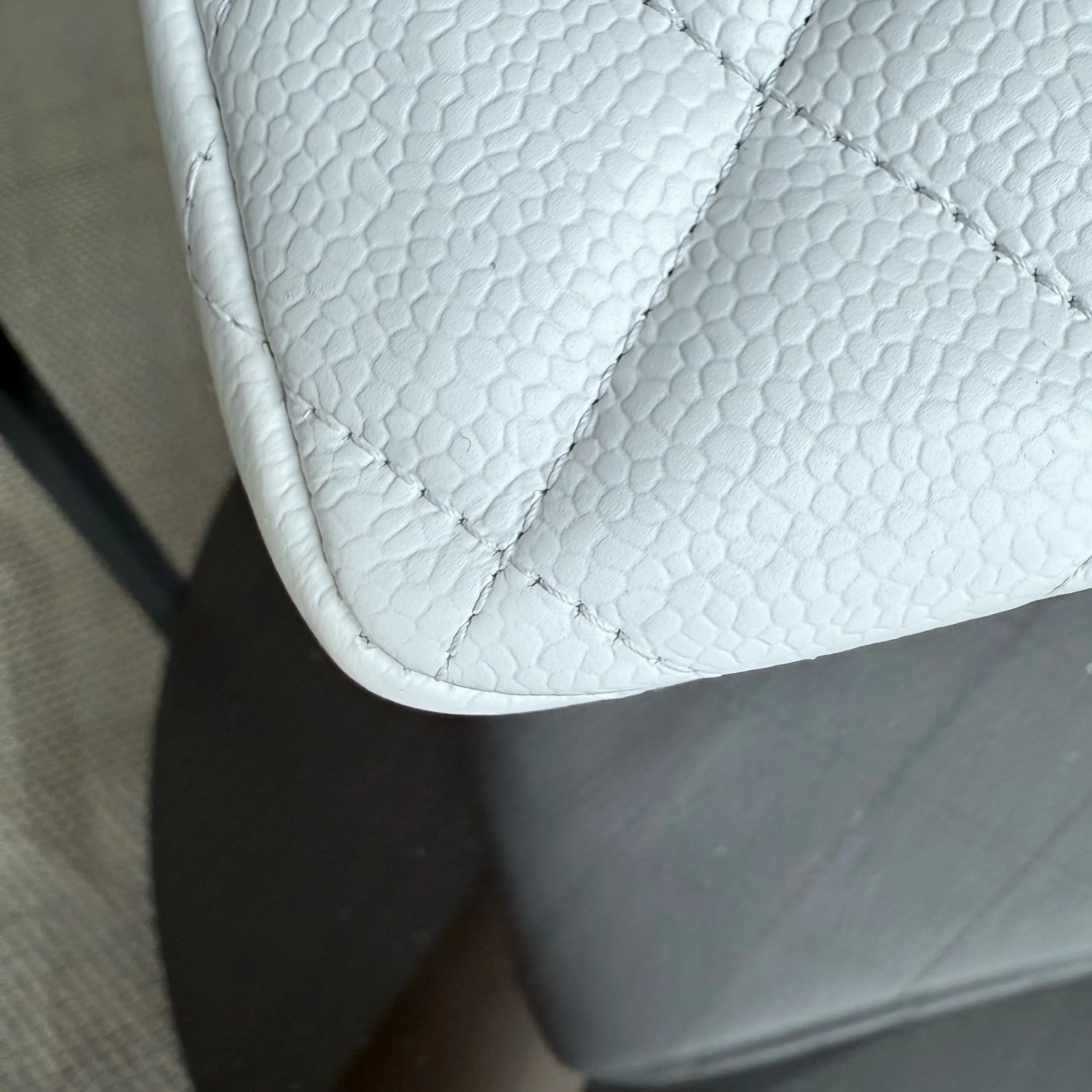 Chanel Classic Flap Jumbo - Caviar Double Flap Quilted Grained Calfskin White Gold Hardware Series 14