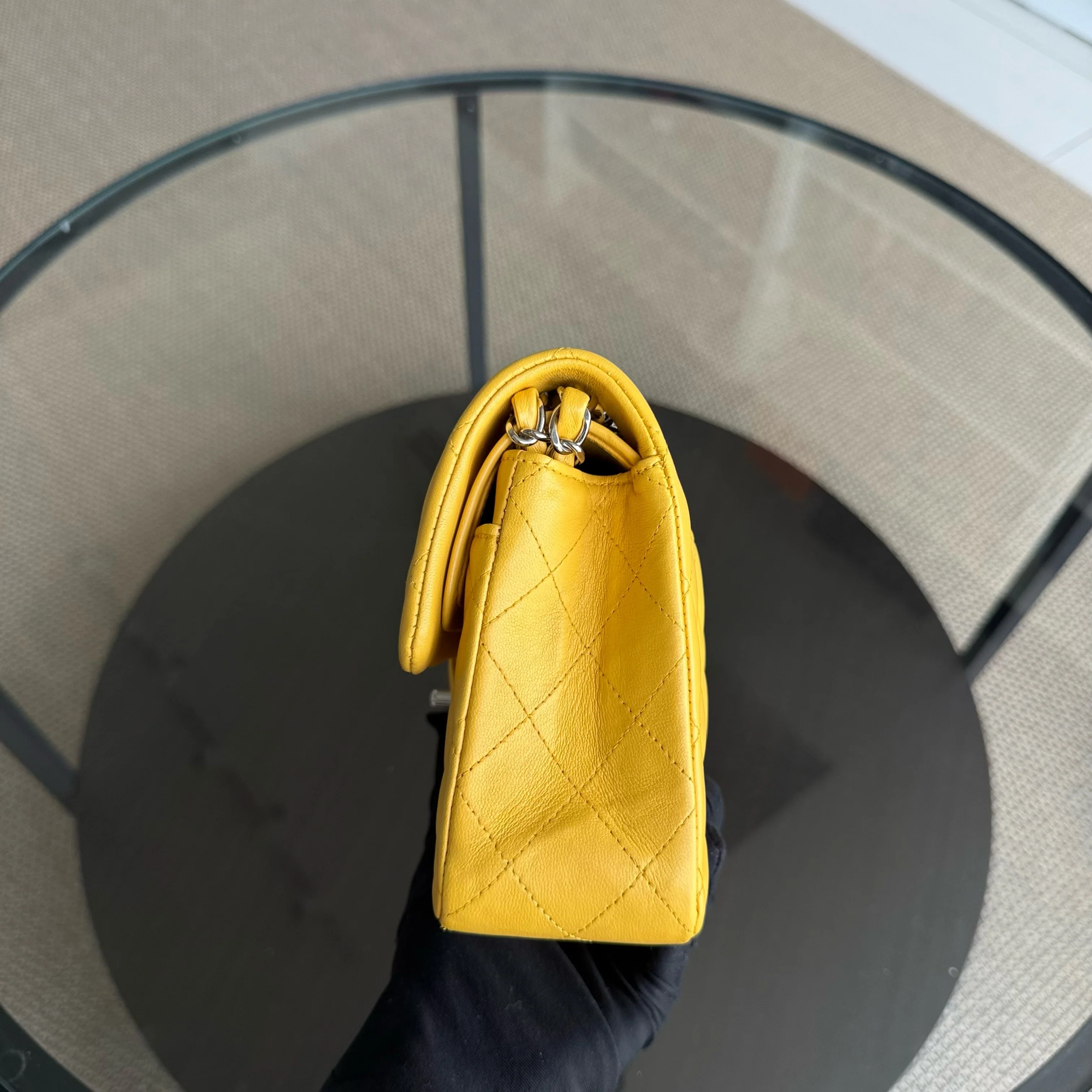 Chanel Classic Flap Small - 23CM Quilted Lambskin Yellow Silver Hardware Series 26