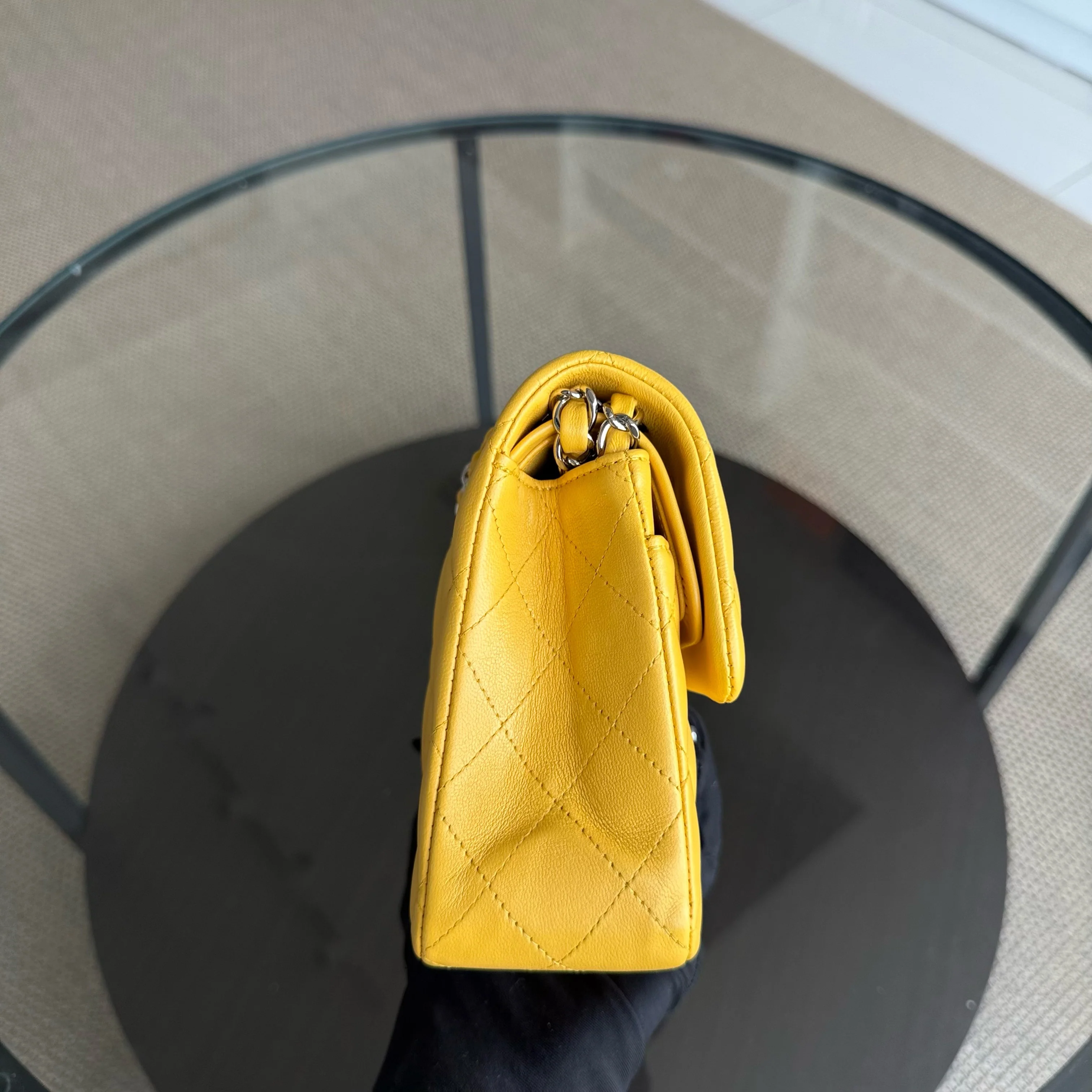 Chanel Classic Flap Small - 23CM Quilted Lambskin Yellow Silver Hardware Series 26