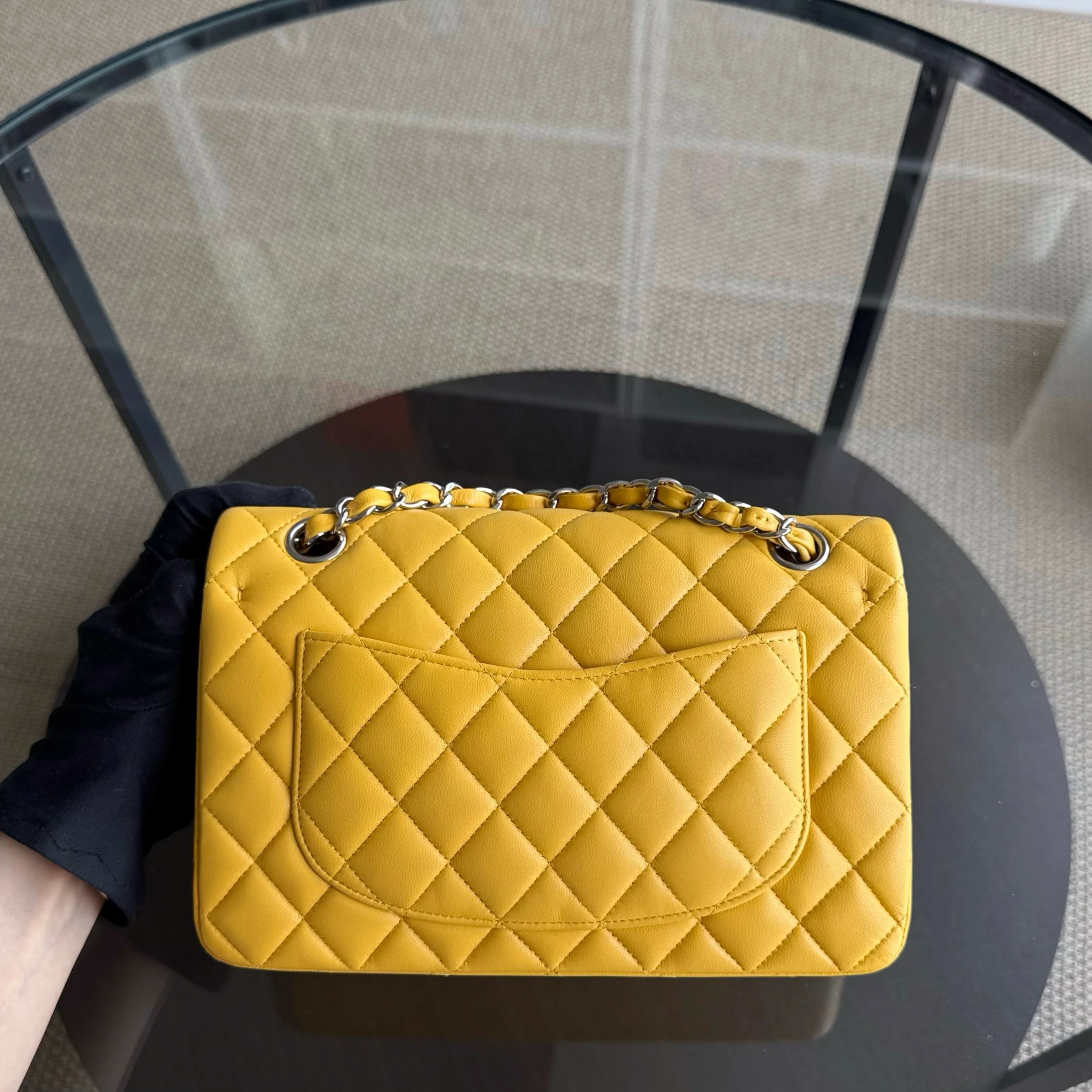 Chanel Classic Flap Small - 23CM Quilted Lambskin Yellow Silver Hardware Series 26