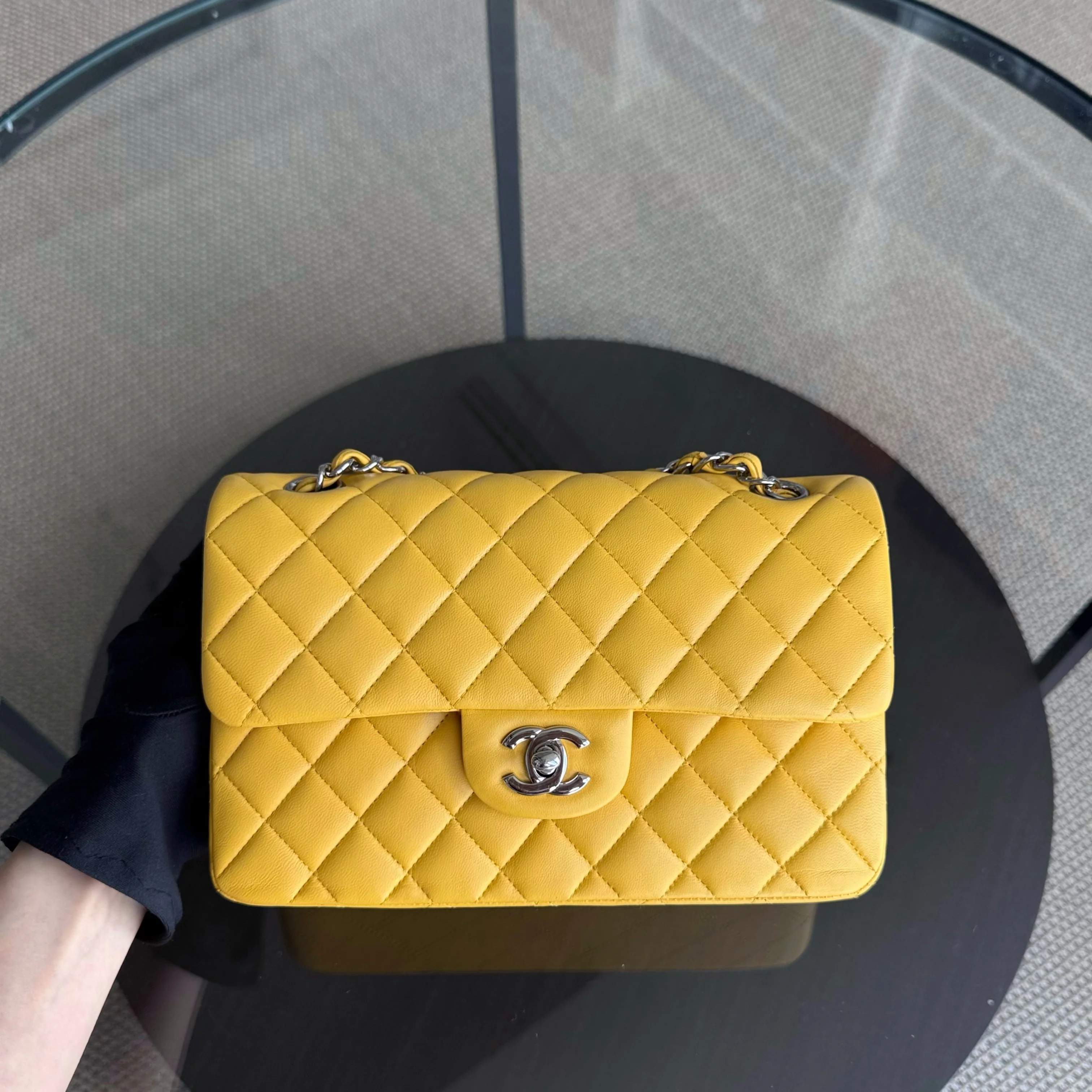 Chanel Classic Flap Small - 23CM Quilted Lambskin Yellow Silver Hardware Series 26
