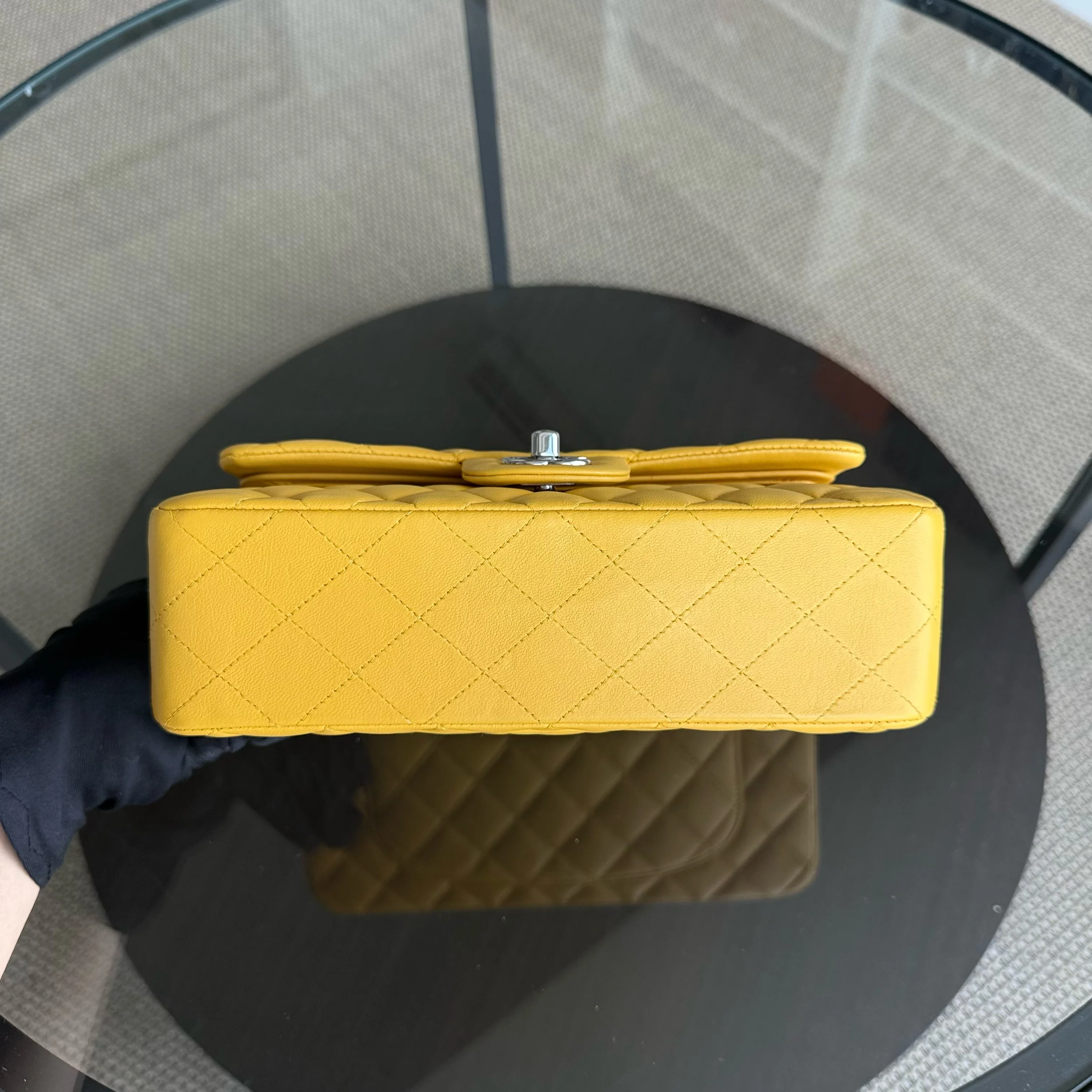 Chanel Classic Flap Small - 23CM Quilted Lambskin Yellow Silver Hardware Series 26