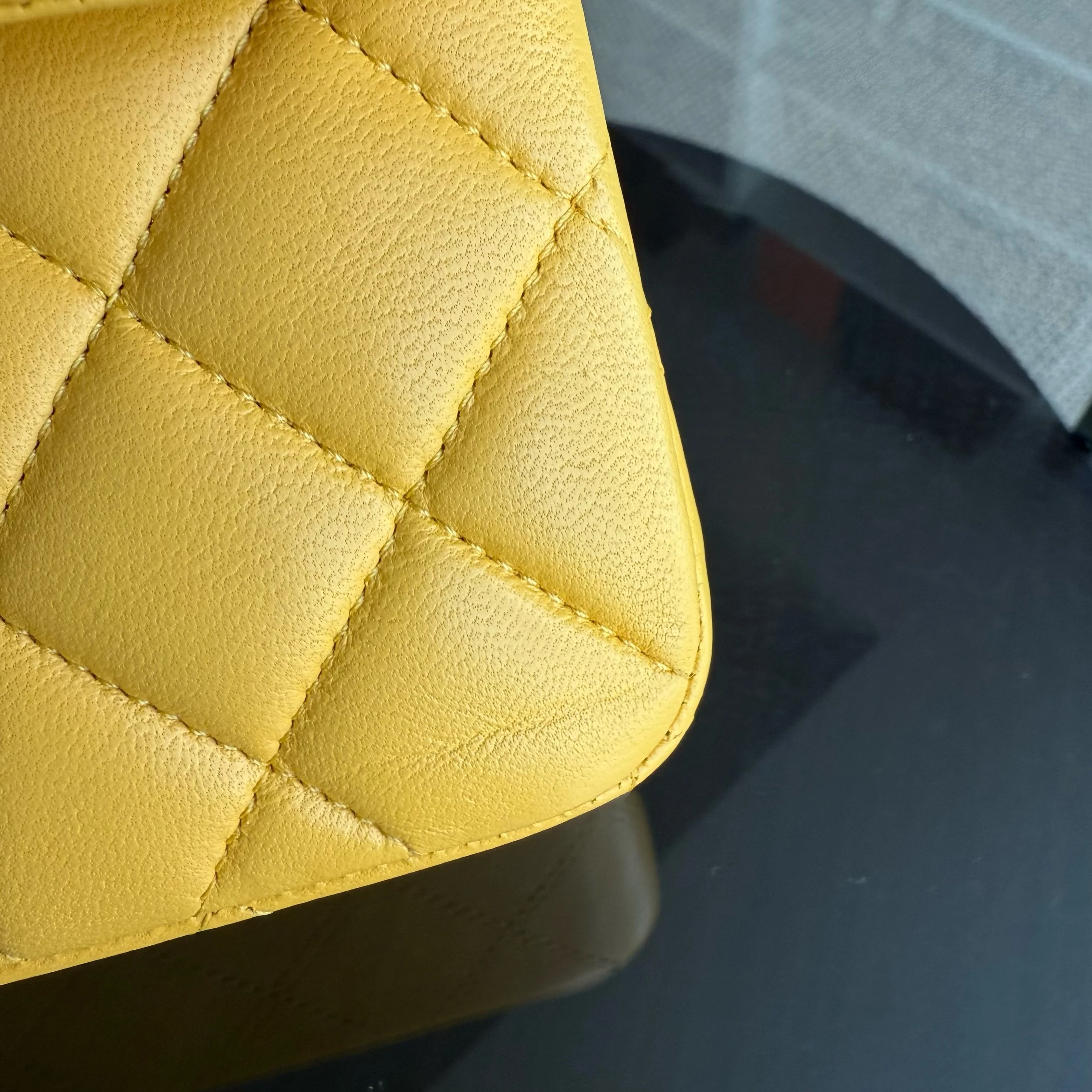 Chanel Classic Flap Small - 23CM Quilted Lambskin Yellow Silver Hardware Series 26