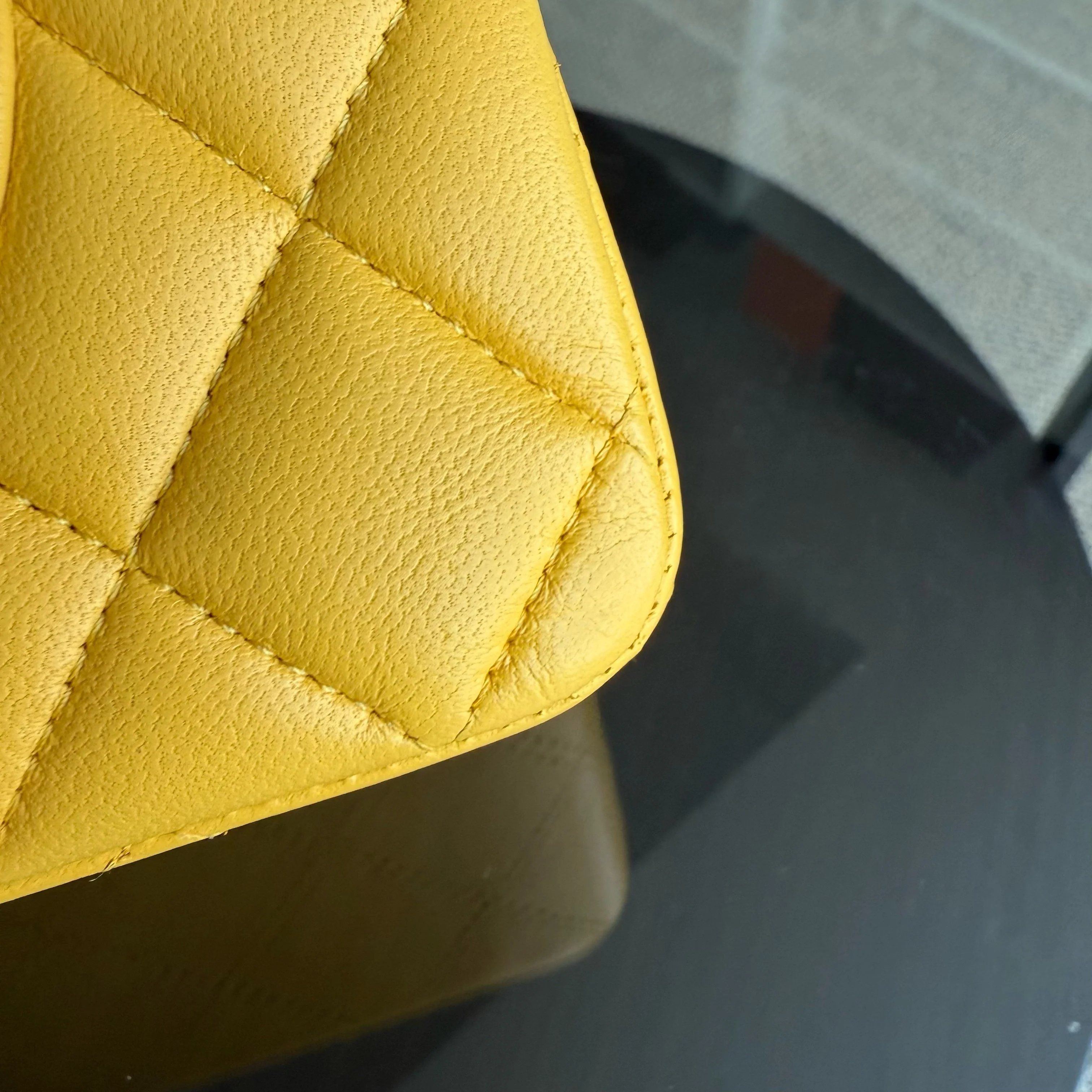 Chanel Classic Flap Small - 23CM Quilted Lambskin Yellow Silver Hardware Series 26