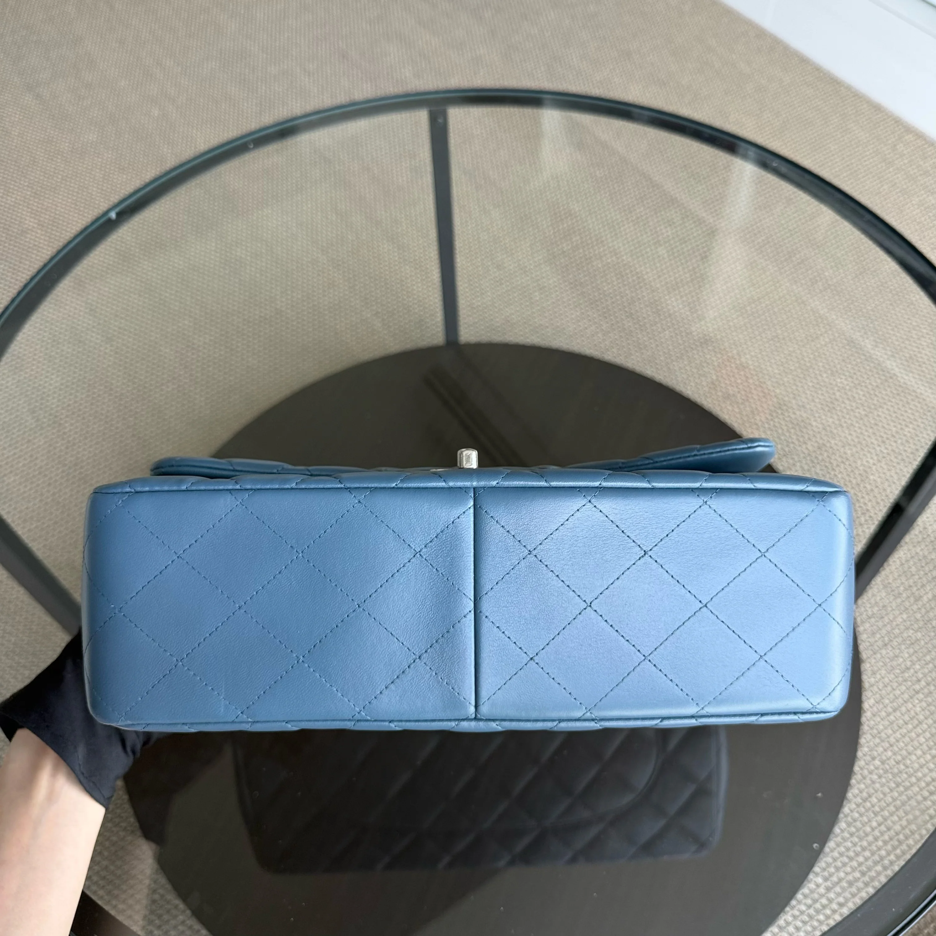 Chanel Classic Flap Jumbo - 30CM Lambskin Double Flap Blue Silver Hardware Series 17