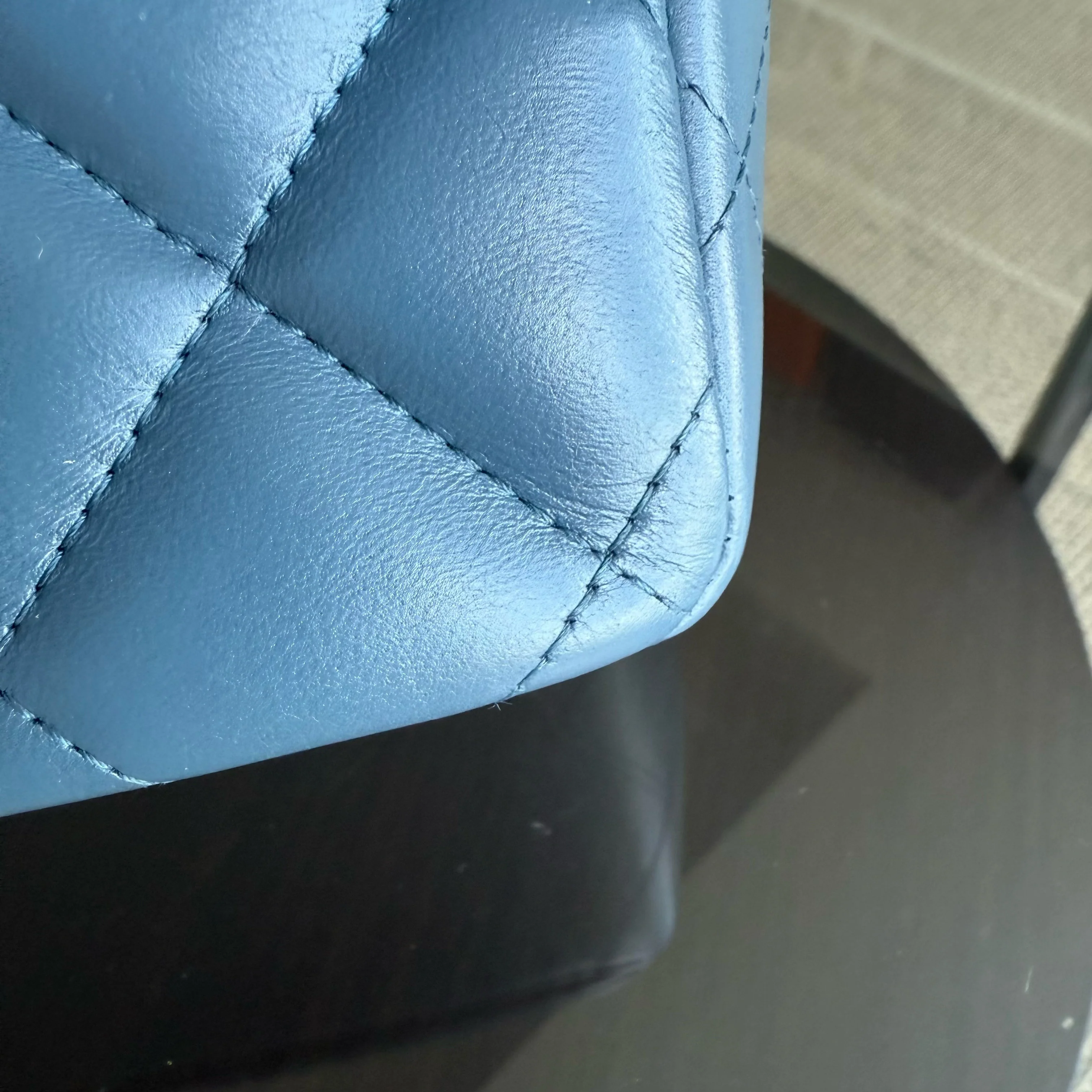 Chanel Classic Flap Jumbo - 30CM Lambskin Double Flap Blue Silver Hardware Series 17