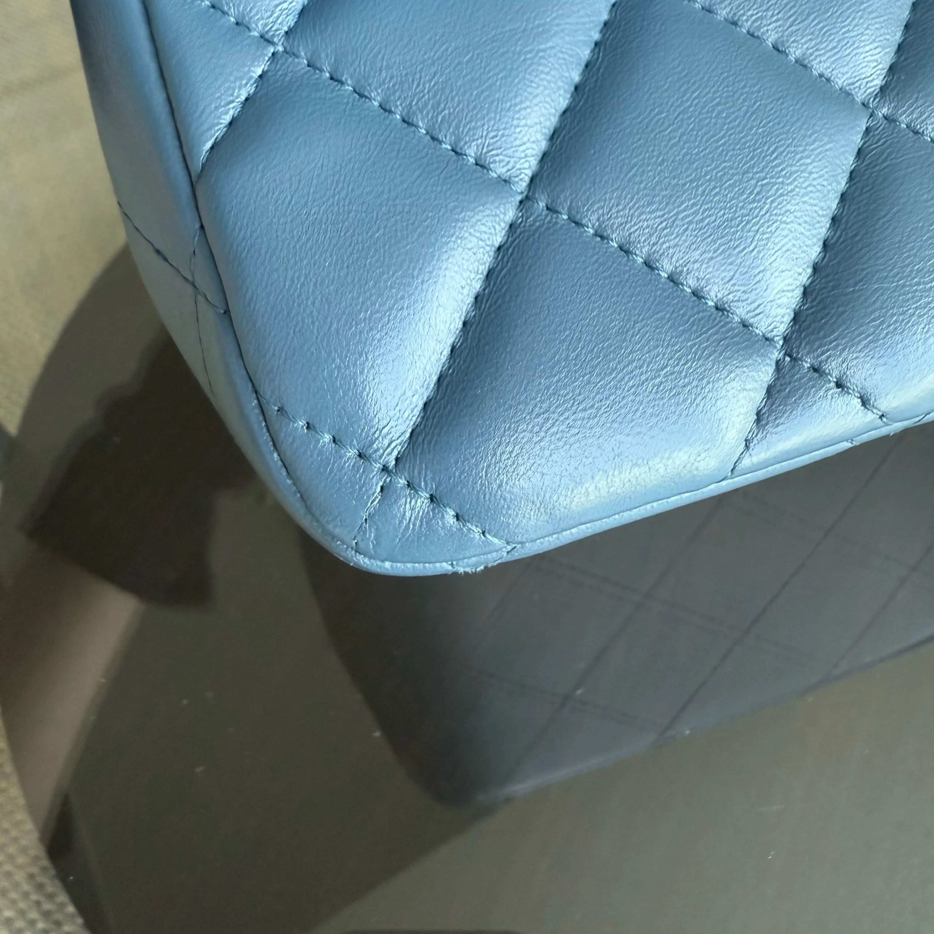 Chanel Classic Flap Jumbo - 30CM Lambskin Double Flap Blue Silver Hardware Series 17