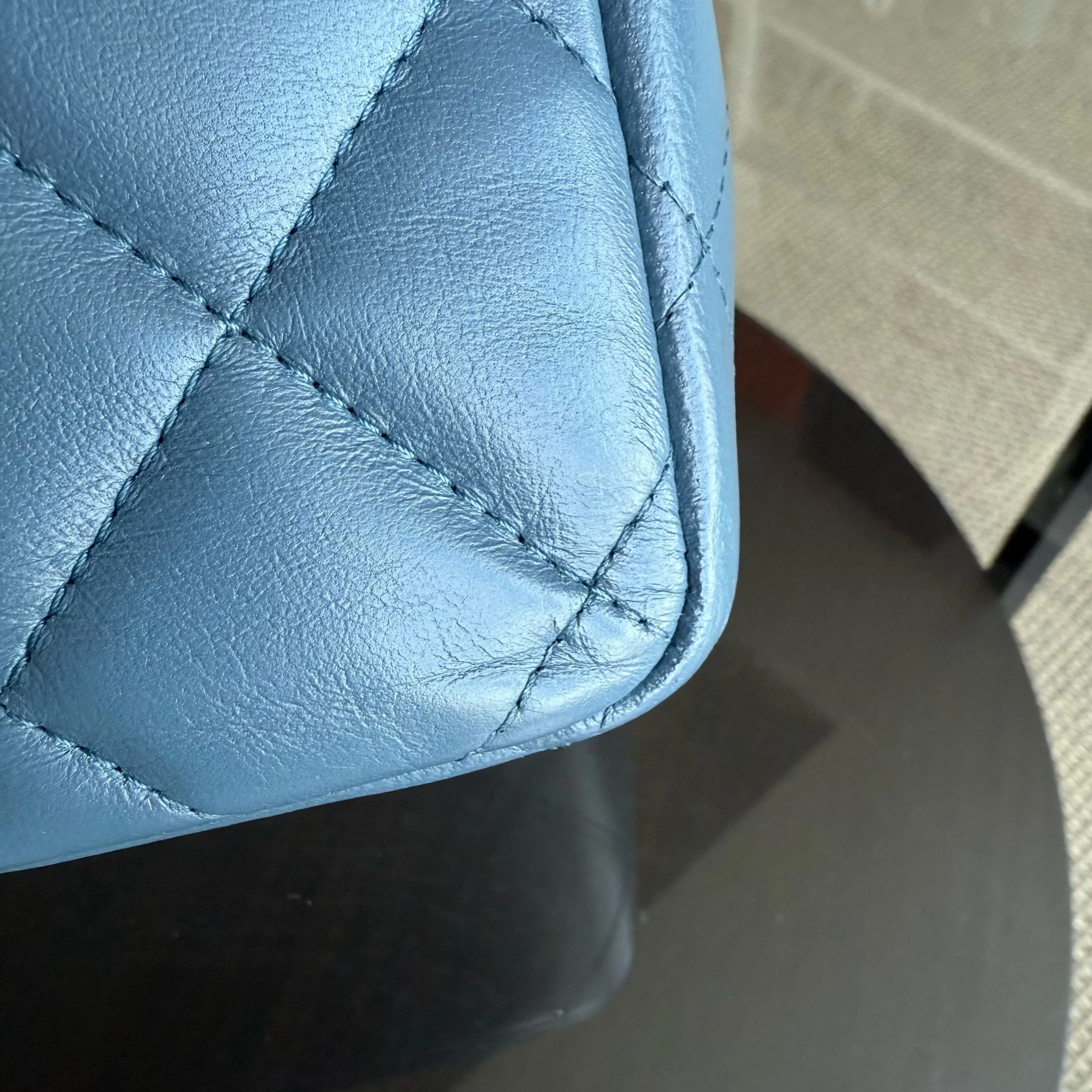 Chanel Classic Flap Jumbo - 30CM Lambskin Double Flap Blue Silver Hardware Series 17