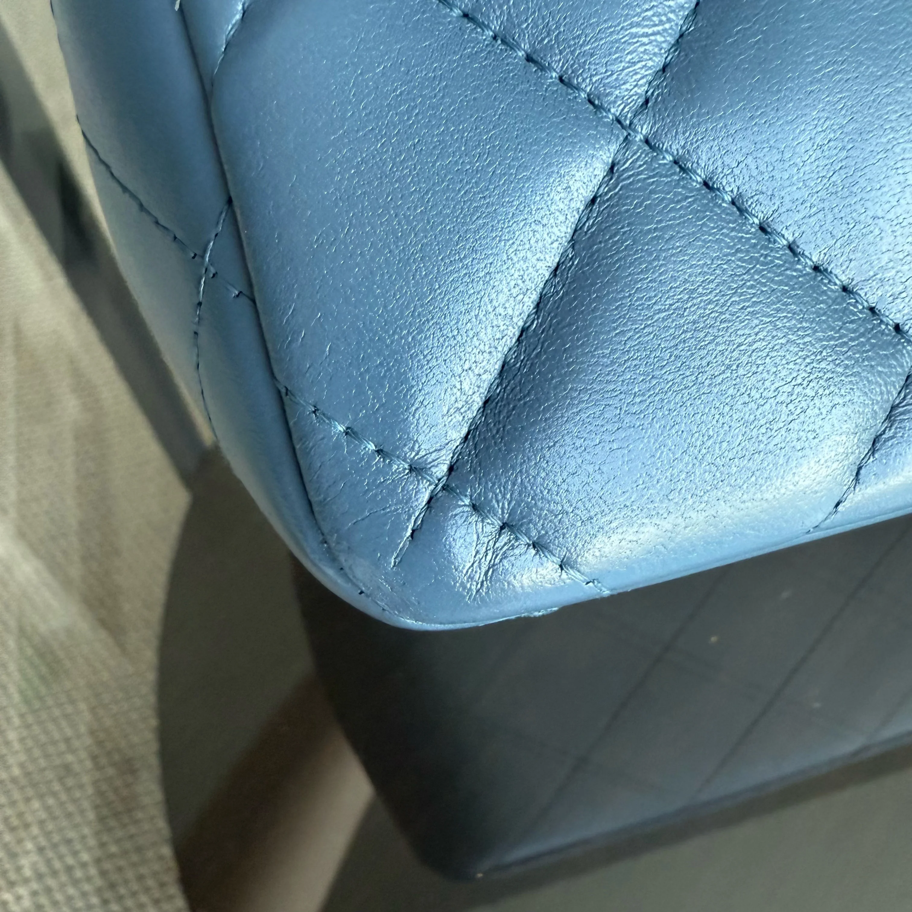 Chanel Classic Flap Jumbo - 30CM Lambskin Double Flap Blue Silver Hardware Series 17