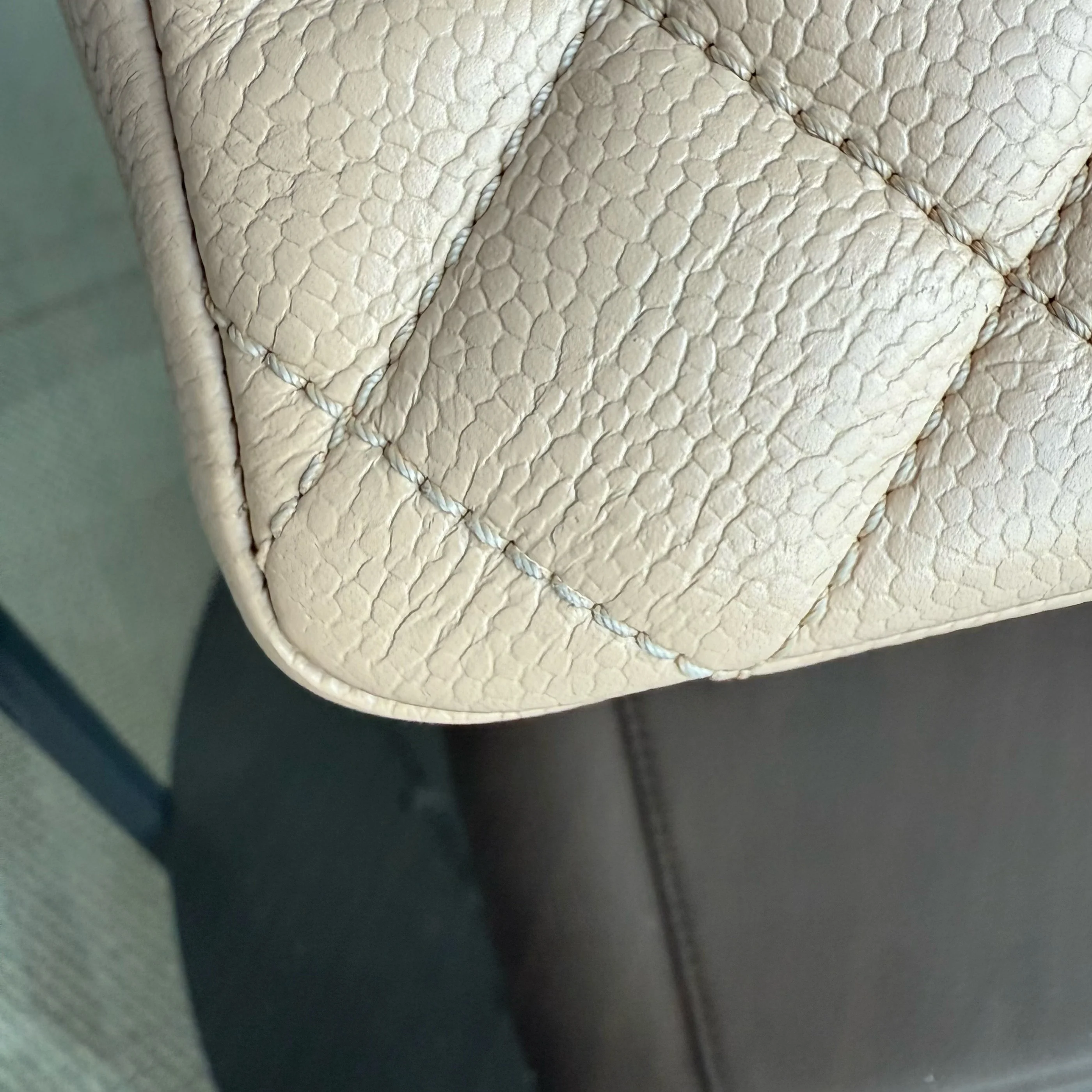 Chanel GST Grand Shopping Tote - Caviar Quilted Grained Calfskin Light Beige Silver Hardware