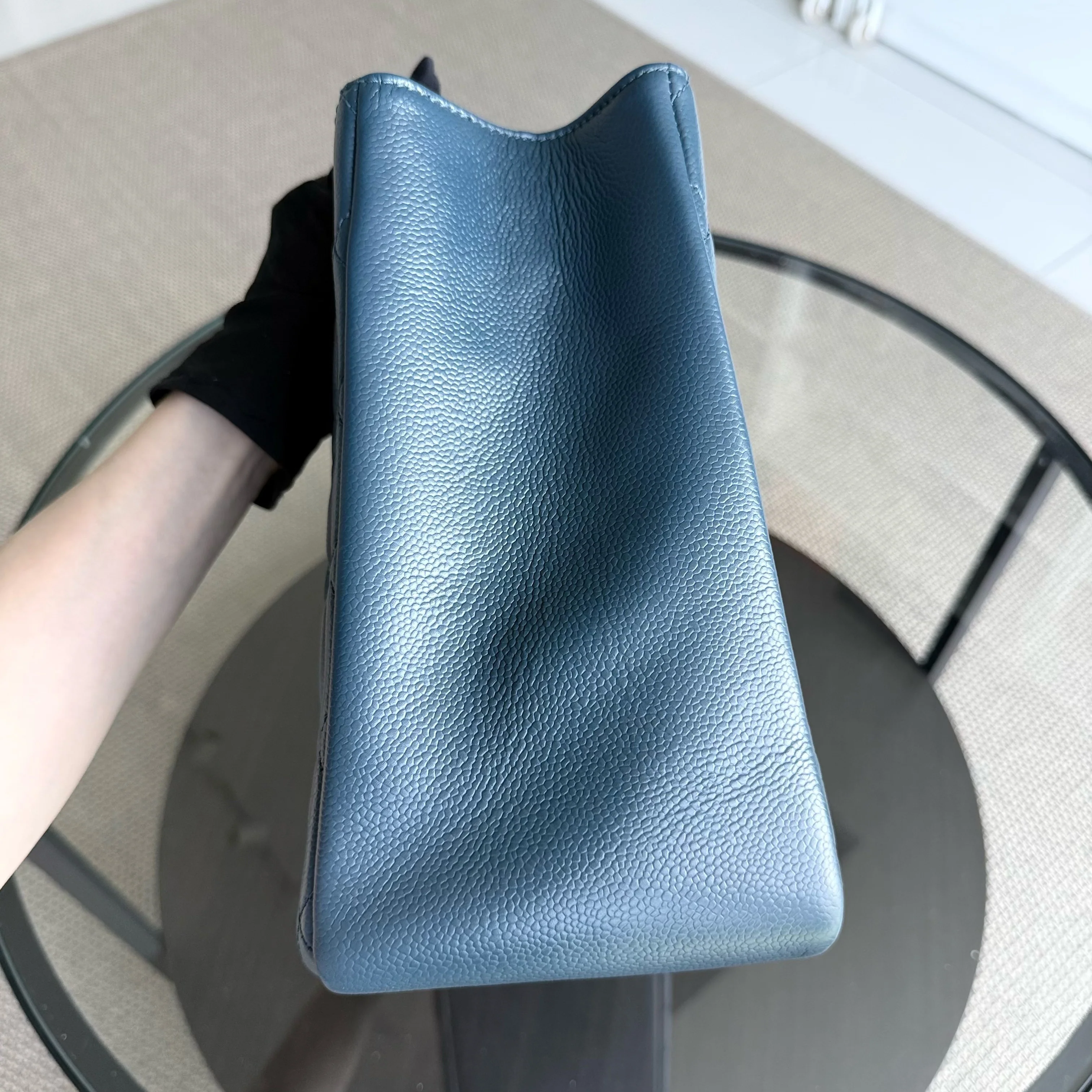 Chanel GST Grand Shopping Tote - Caviar Quilted Grained Calfskin Blue Silver Hardware Series 17