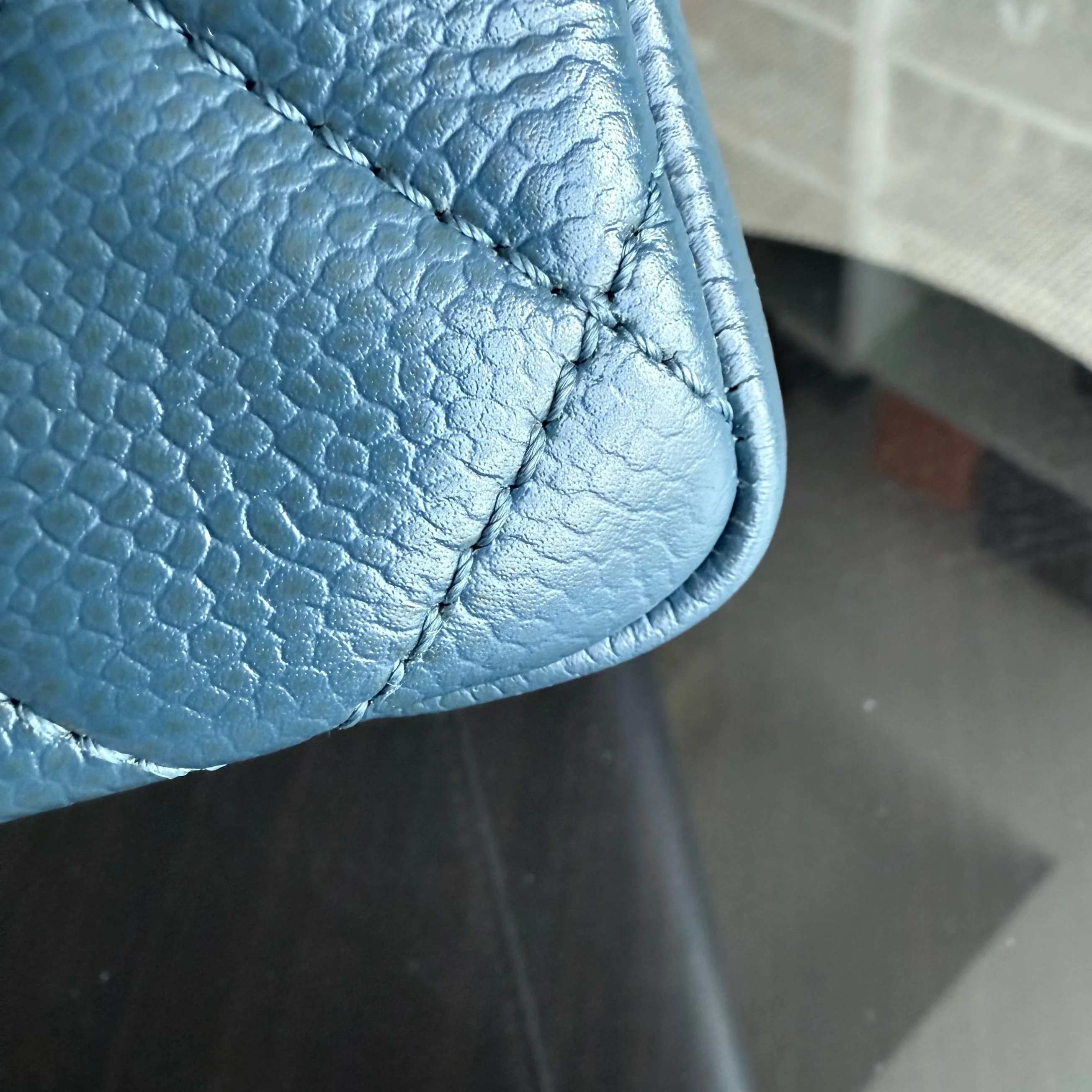 Chanel GST Grand Shopping Tote - Caviar Quilted Grained Calfskin Blue Silver Hardware Series 17