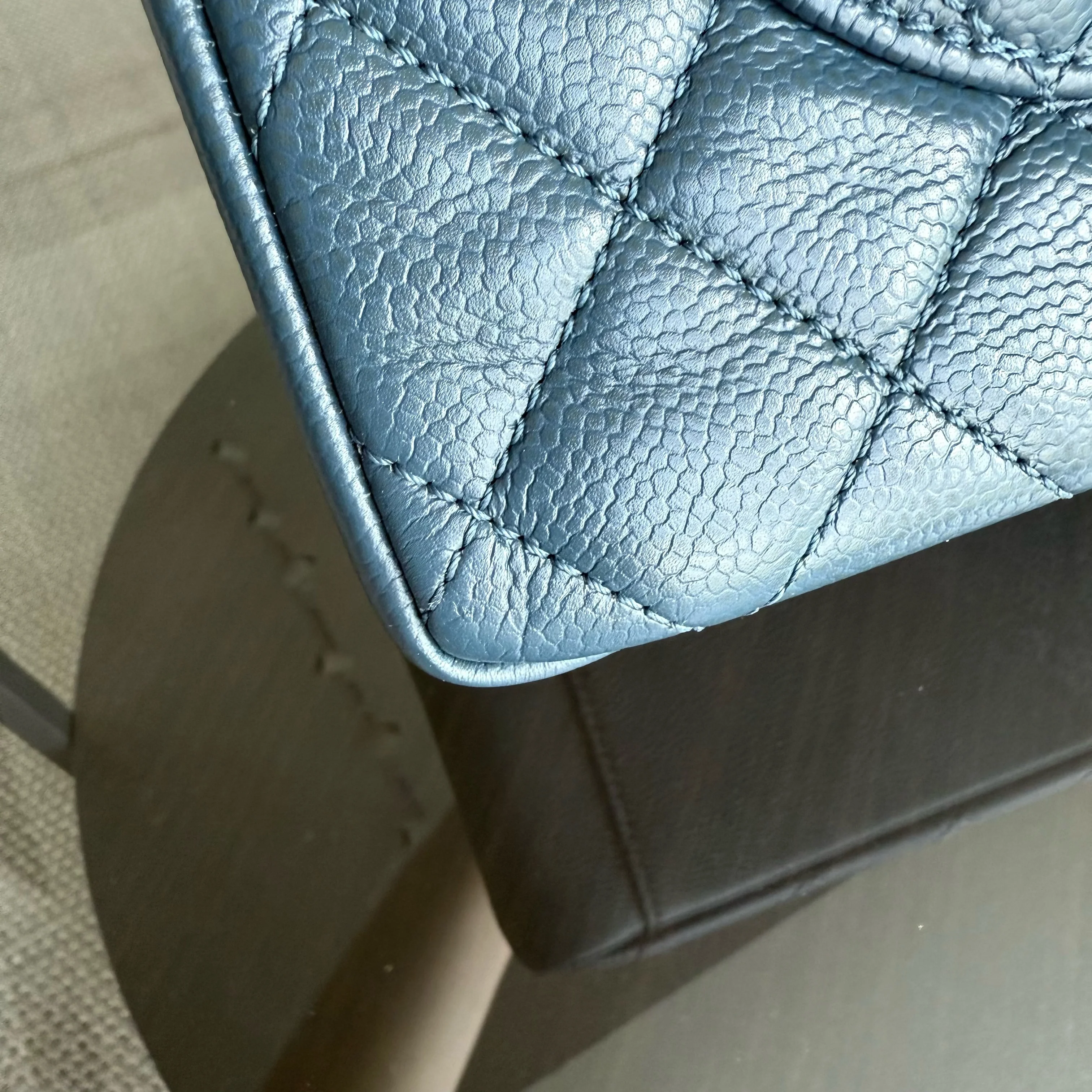 Chanel GST Grand Shopping Tote - Caviar Quilted Grained Calfskin Blue Silver Hardware Series 17