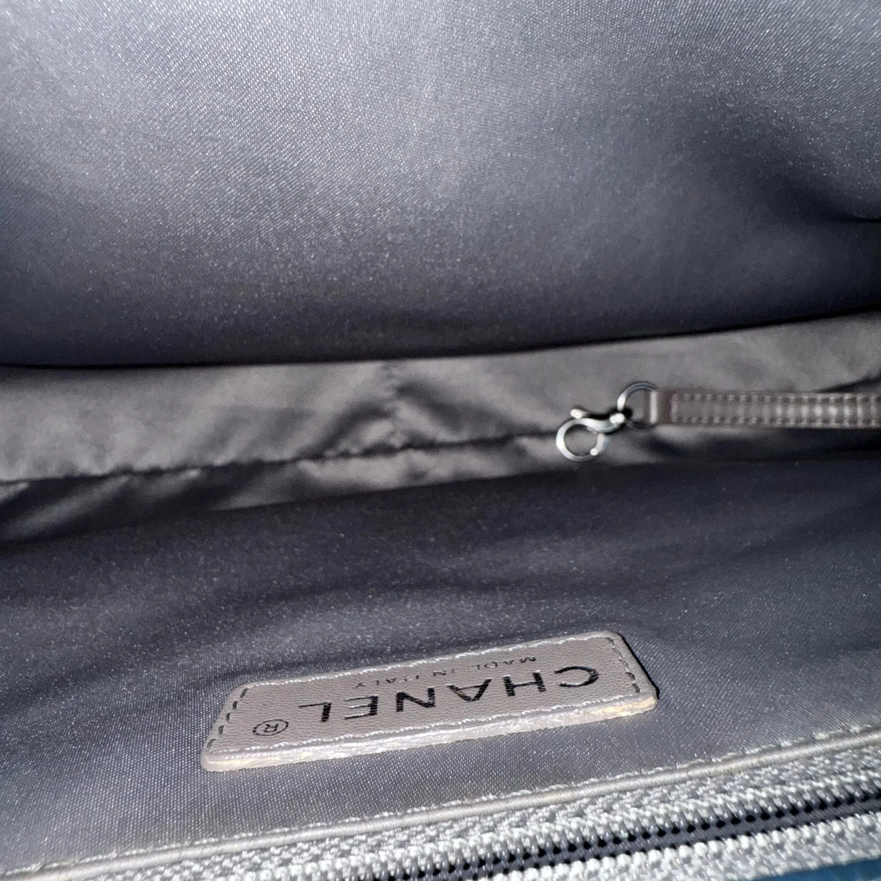 Chanel GST Grand Shopping Tote - Caviar Quilted Grained Calfskin Blue Silver Hardware Series 17