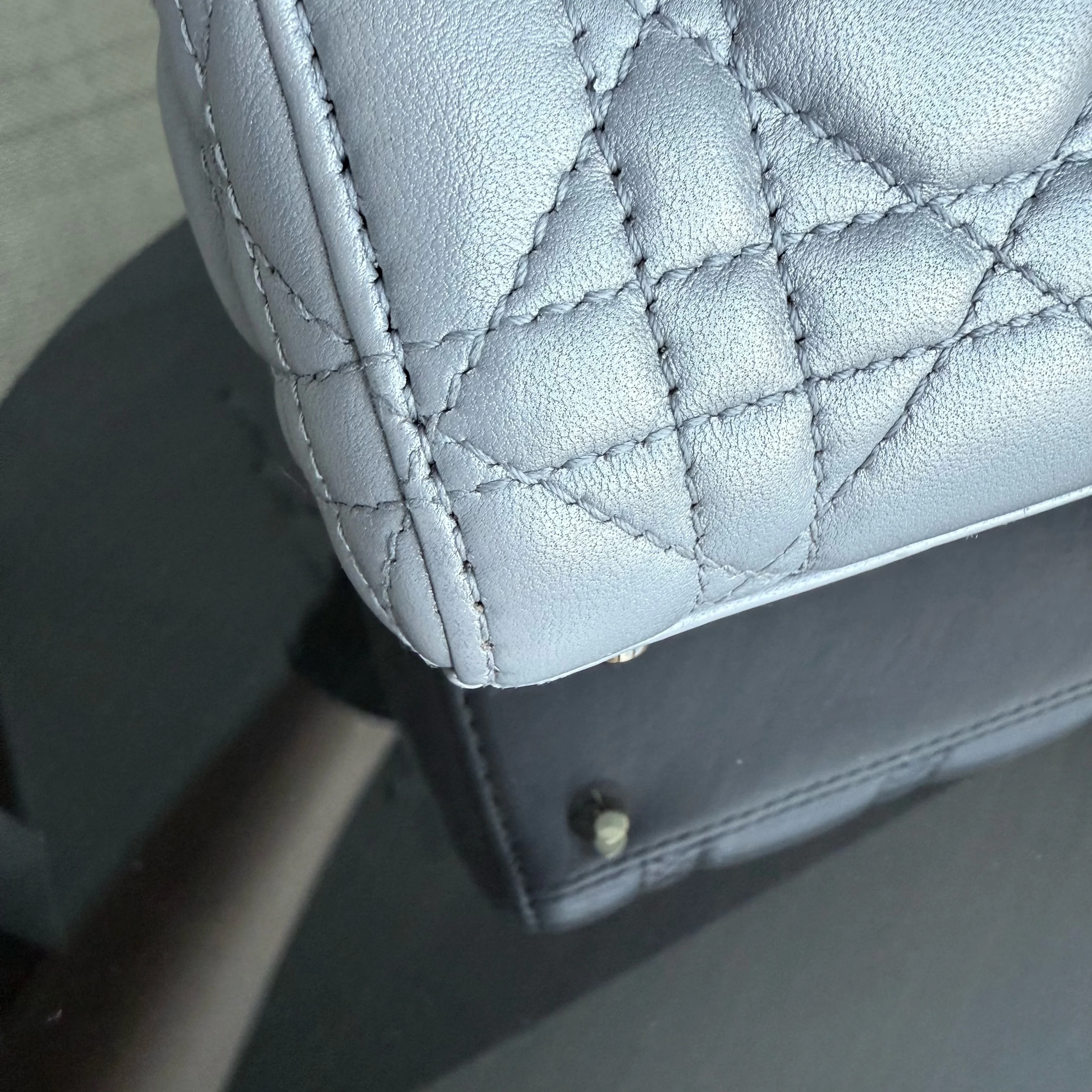 Dior Lady Mini - Cannage Lambskin Silver Gold Hardware Chain Strap