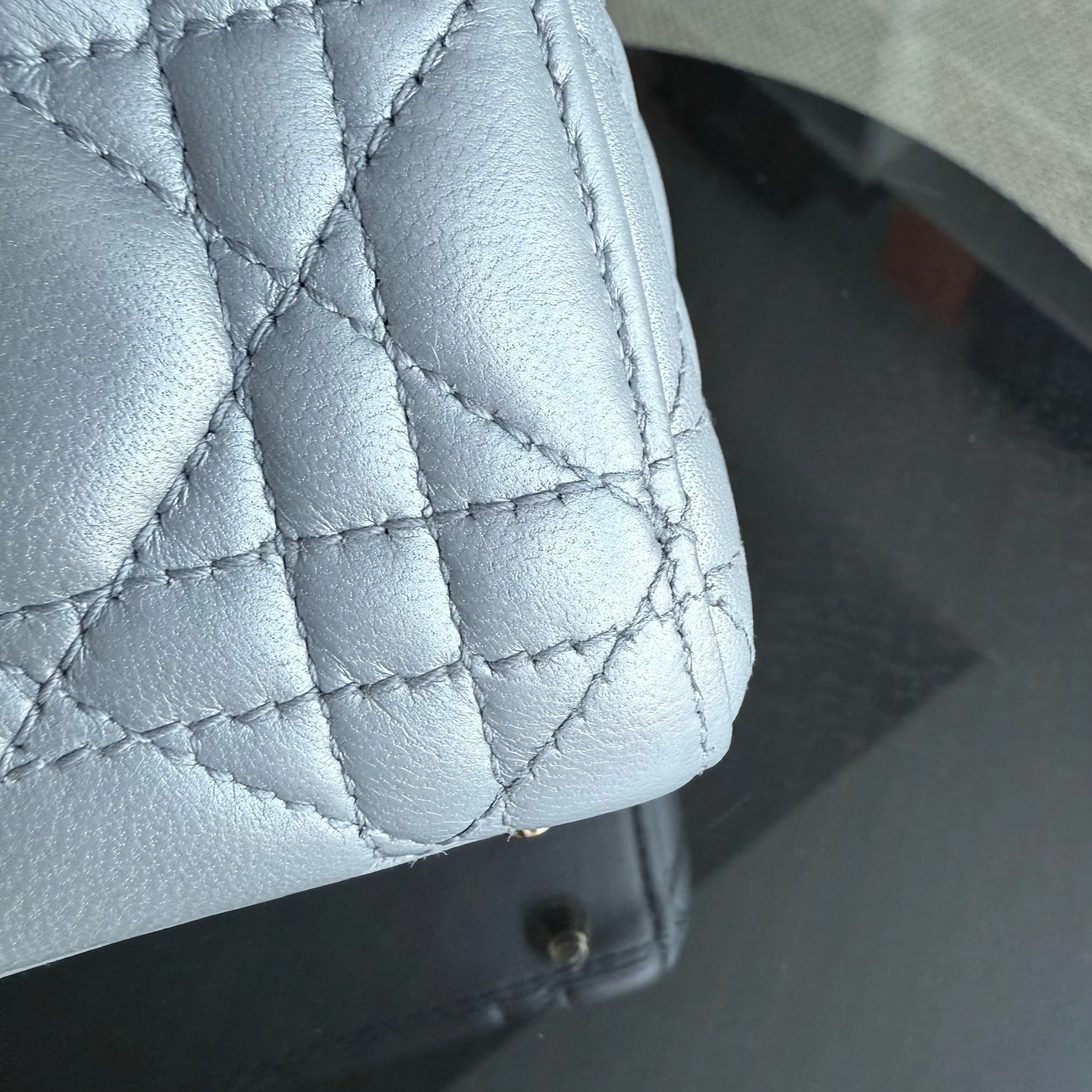 Dior Lady Mini - Cannage Lambskin Silver Gold Hardware Chain Strap