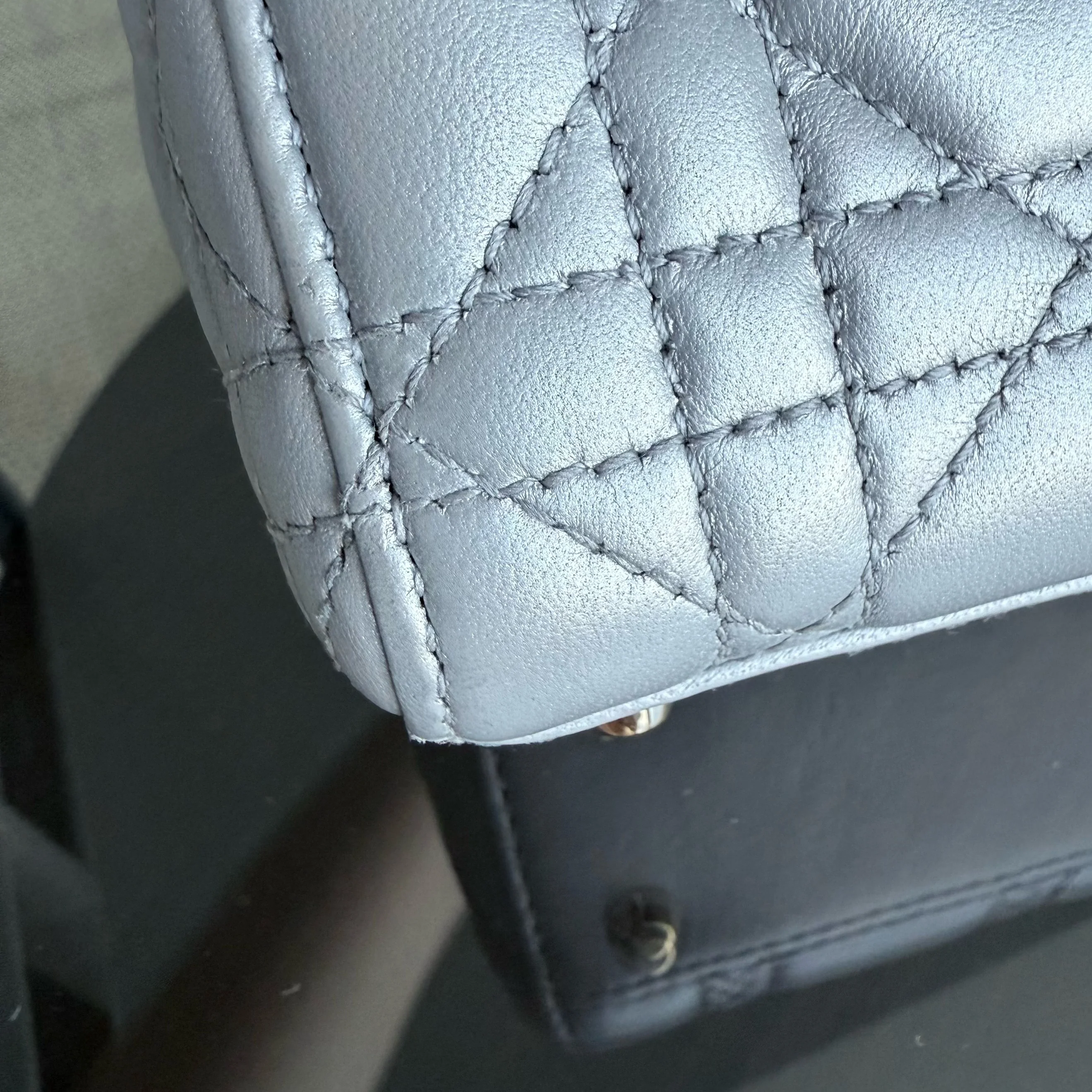 Dior Lady Mini - Cannage Lambskin Silver Gold Hardware Chain Strap