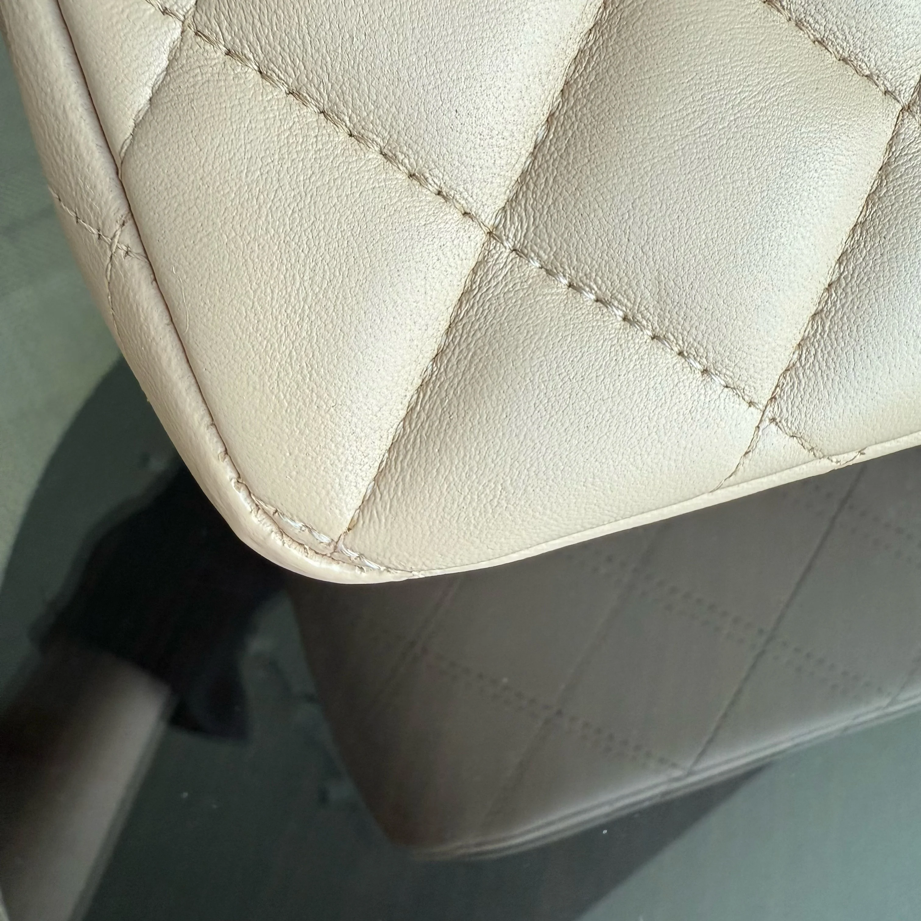 Chanel Classic Flap Jumbo - 30CM Quilted Lambskin Single Flap Light Beige Gold Hardware Series 14