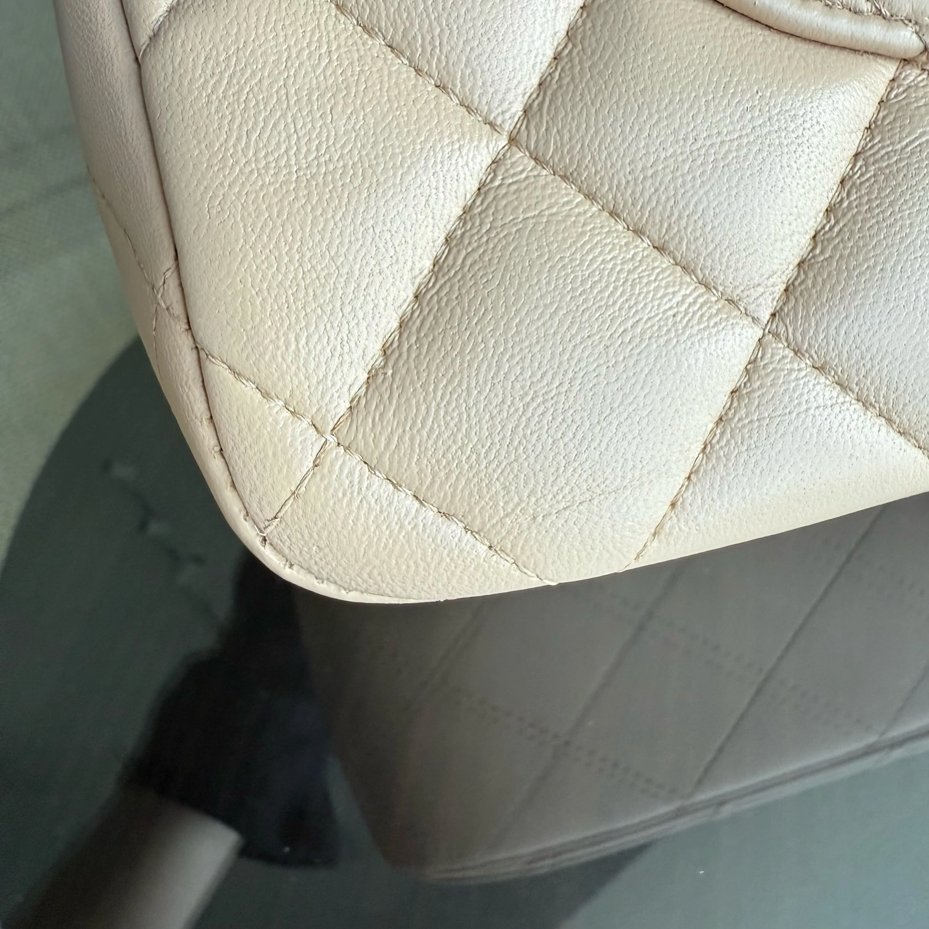 Chanel Classic Flap Jumbo - 30CM Quilted Lambskin Single Flap Light Beige Gold Hardware Series 14