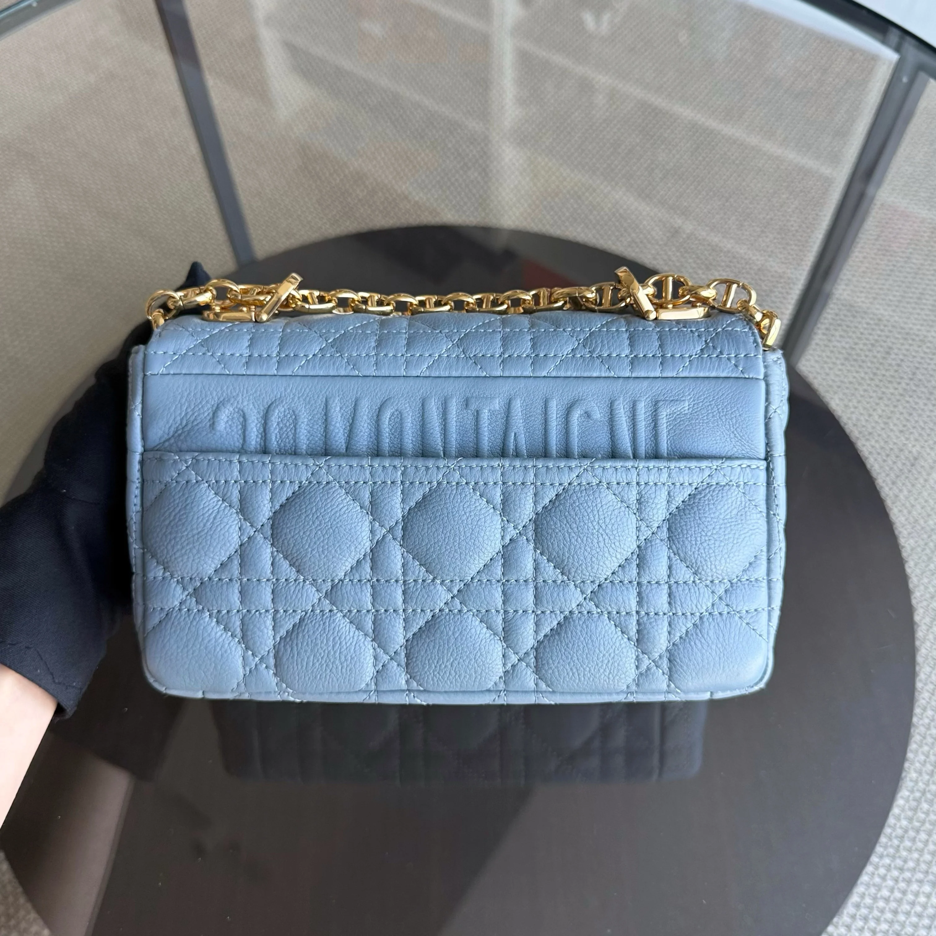 Dior Caro Small - Cannage Calfskin Haze Blue Gold Hardware