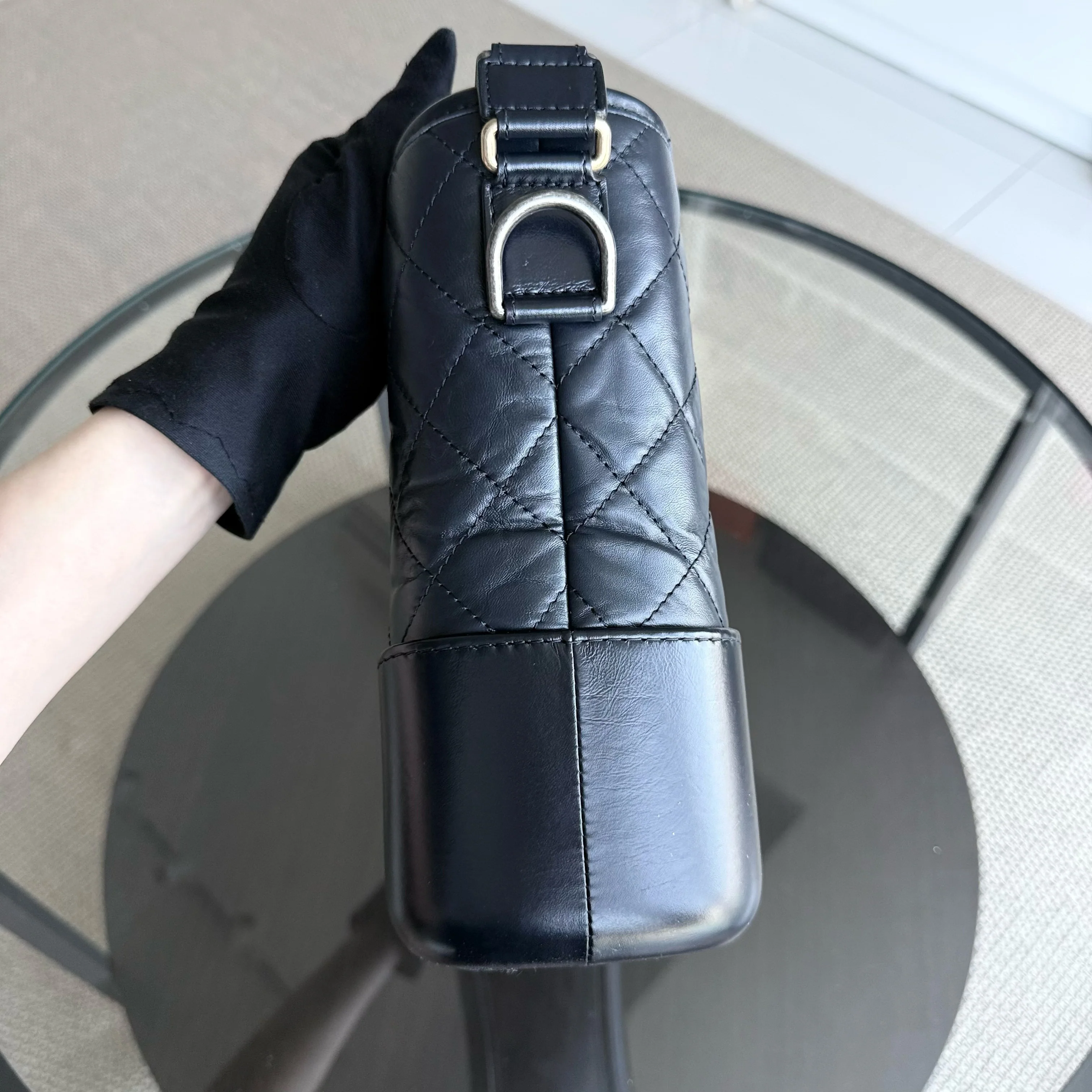 Chanel Gabrielle Medium - Quilted Aged Calfskin Dark Navy Blue Gold Hardware 26