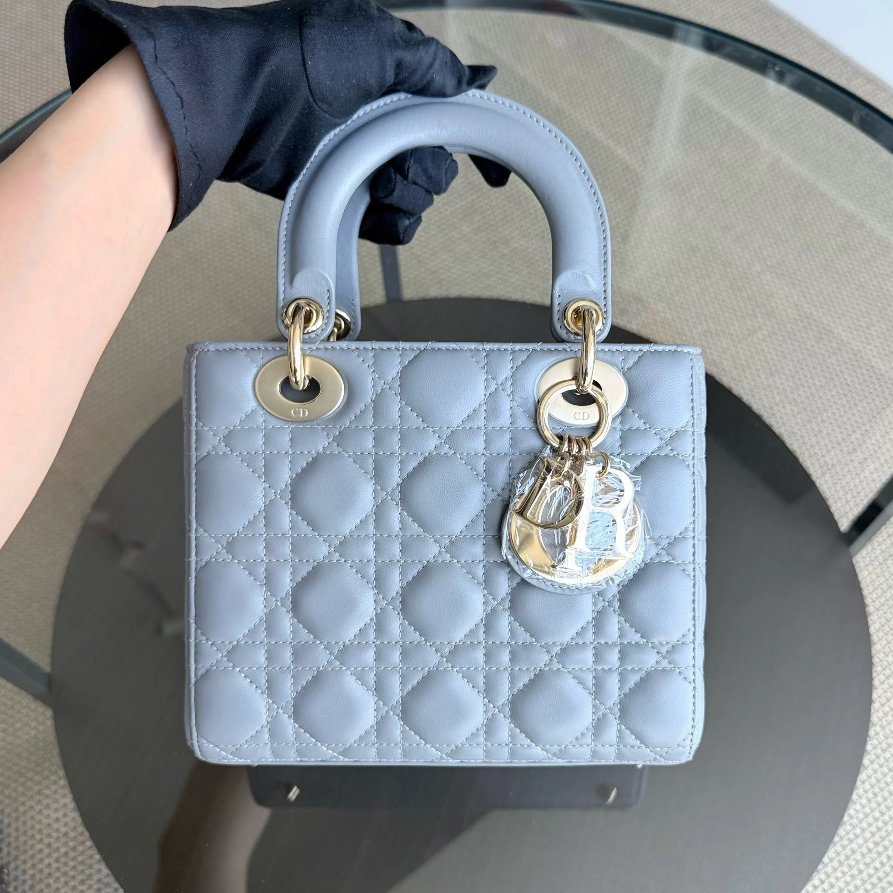Dior Lady Small ABC - Cannage Lambskin Gray Gray Gold Hardware MyABC